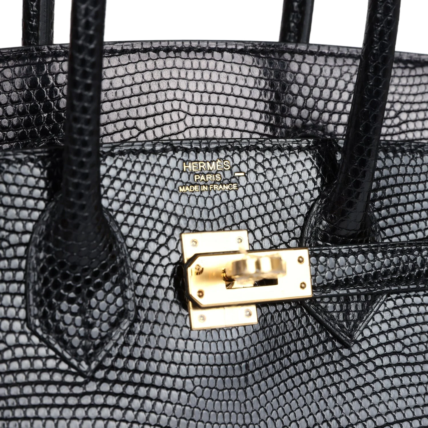 Hermes Birkin 25 Black Shiny Varanus Niloticus Lizard Gold Hardware Черный глянцевый — фото 8