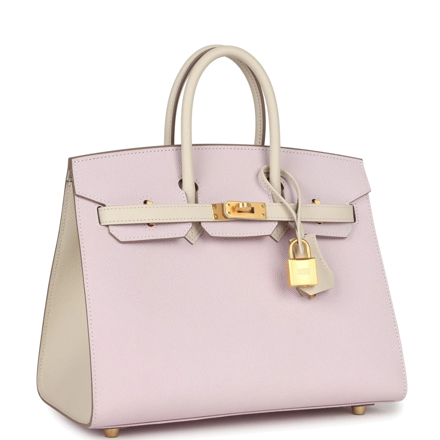 Hermes Special Order (HSS) Birkin Sellier 25 Mauve Pale and Craie Epsom Brushed Gold Hardware — фото 3