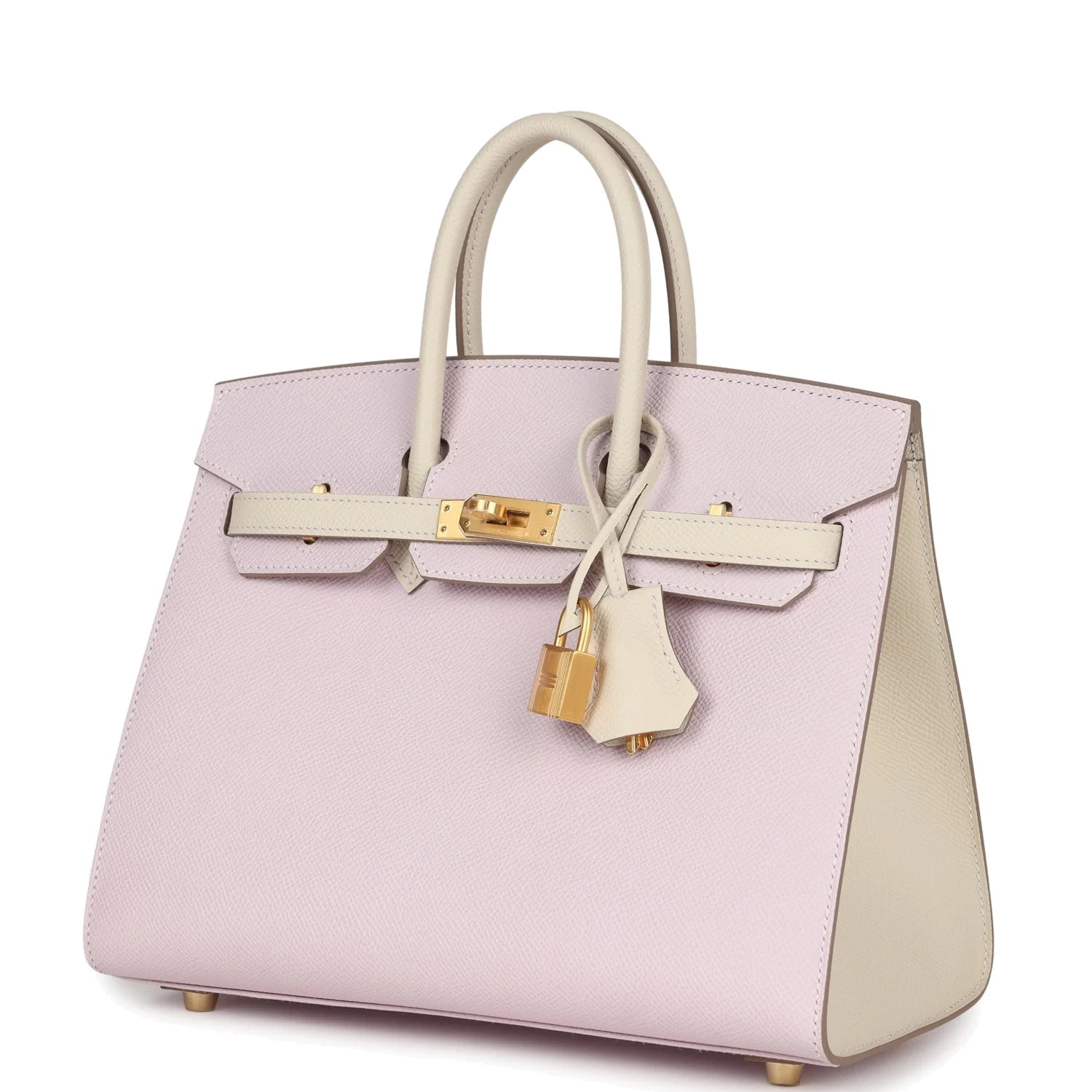 Hermes Special Order (HSS) Birkin Sellier 25 Mauve Pale and Craie Epsom Brushed Gold Hardware — фото 6