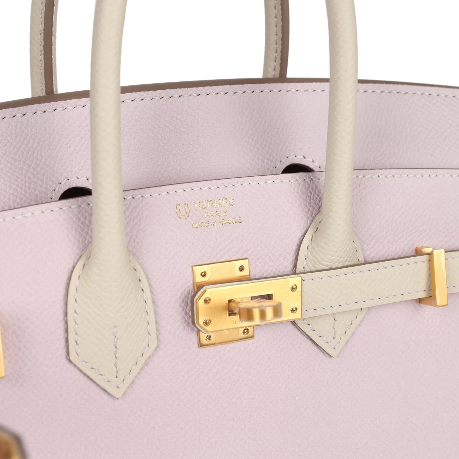 Hermes Special Order (HSS) Birkin Sellier 25 Mauve Pale and Craie Epsom Brushed Gold Hardware — фото 8