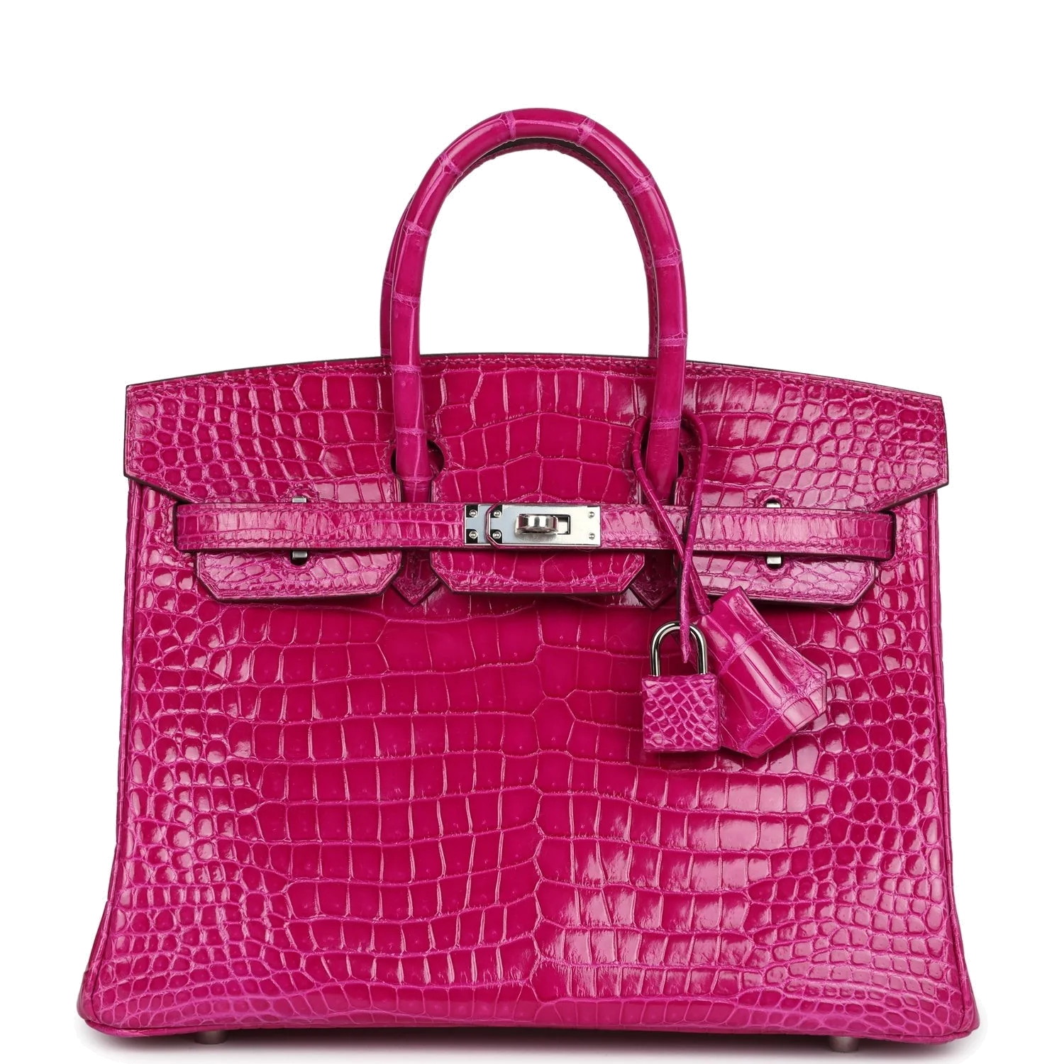 Hermes Birkin 25 Rose Scheherazade Shiny Porosus Crocodile Palladium Hardware Розовый Шахерезада — фото 2
