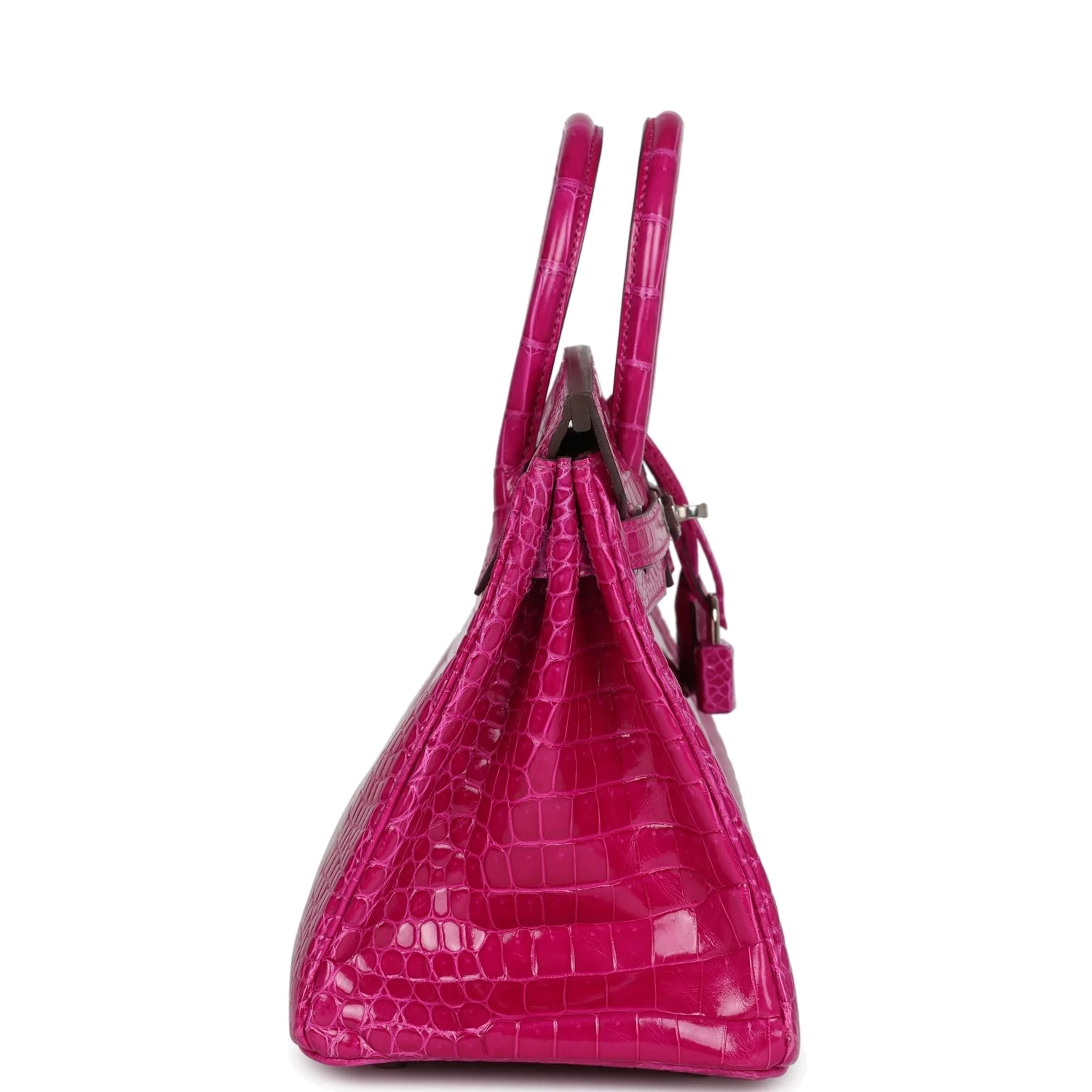 Hermes Birkin 25 Rose Scheherazade Shiny Porosus Crocodile Palladium Hardware Розовый Шахерезада — фото 4