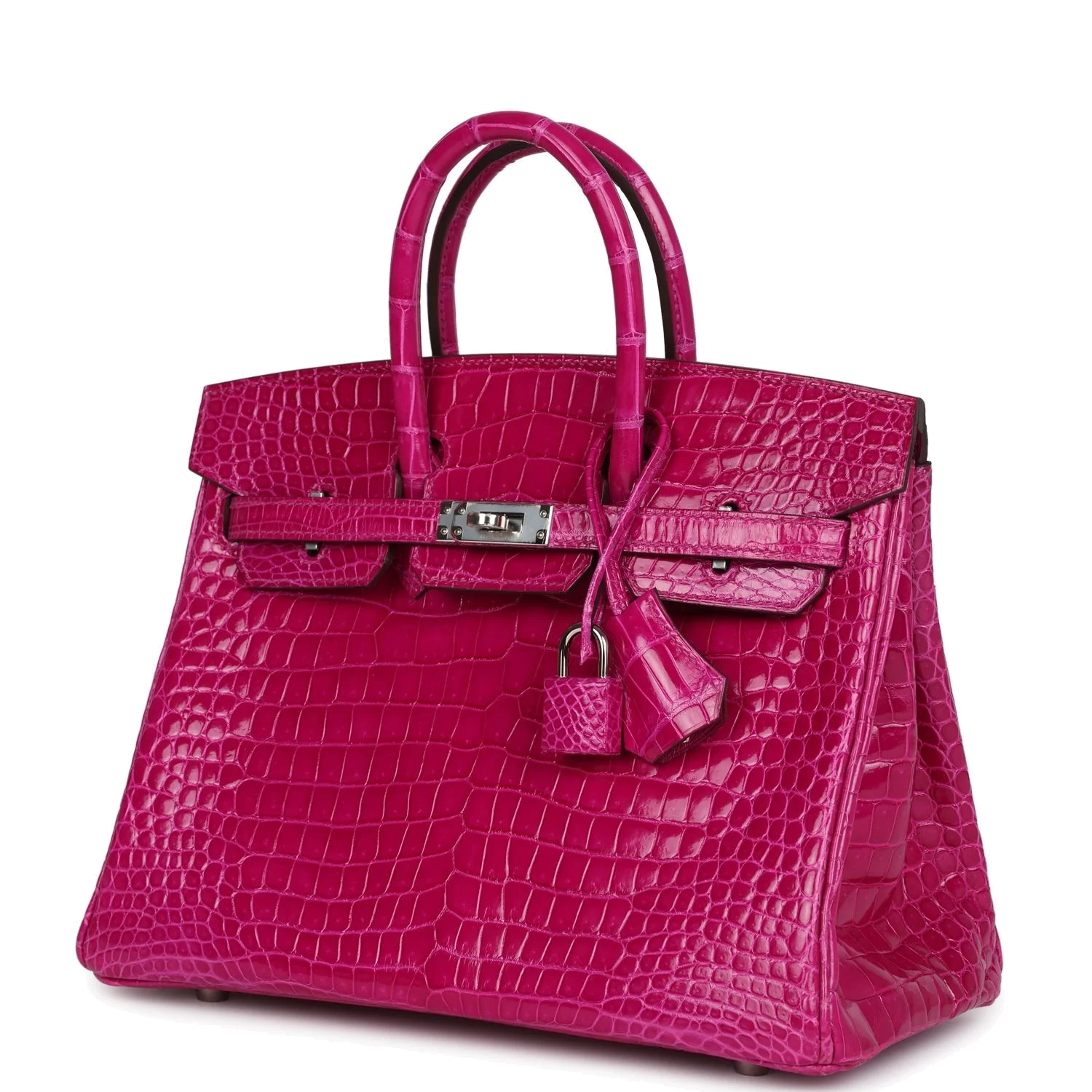 Hermes Birkin 25 Rose Scheherazade Shiny Porosus Crocodile Palladium Hardware Розовый Шахерезада — фото 6