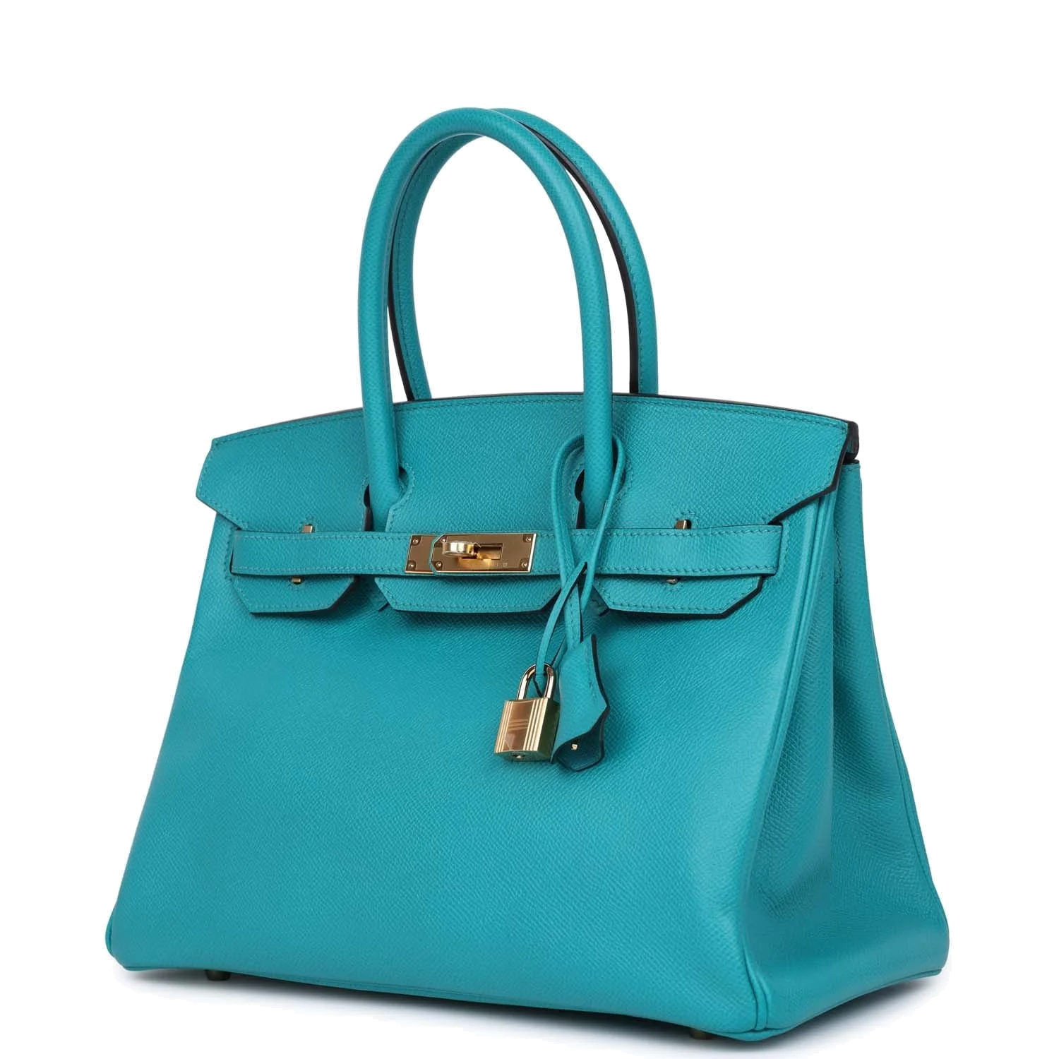 Hermes Birkin 30 Bleu Paon Epsom Gold Hardware Синий павлин — фото 6