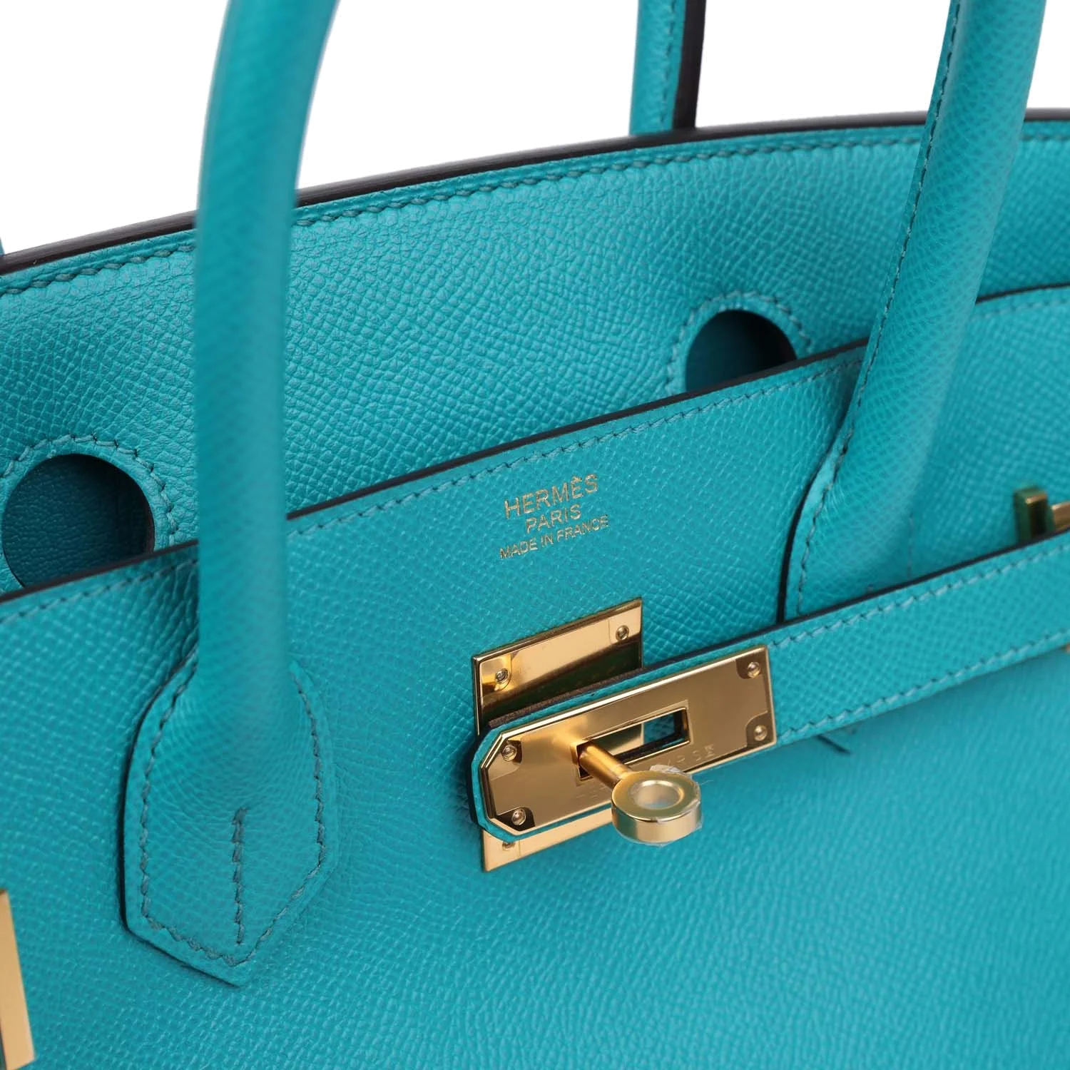 Hermes Birkin 30 Bleu Paon Epsom Gold Hardware Синий павлин — фото 8