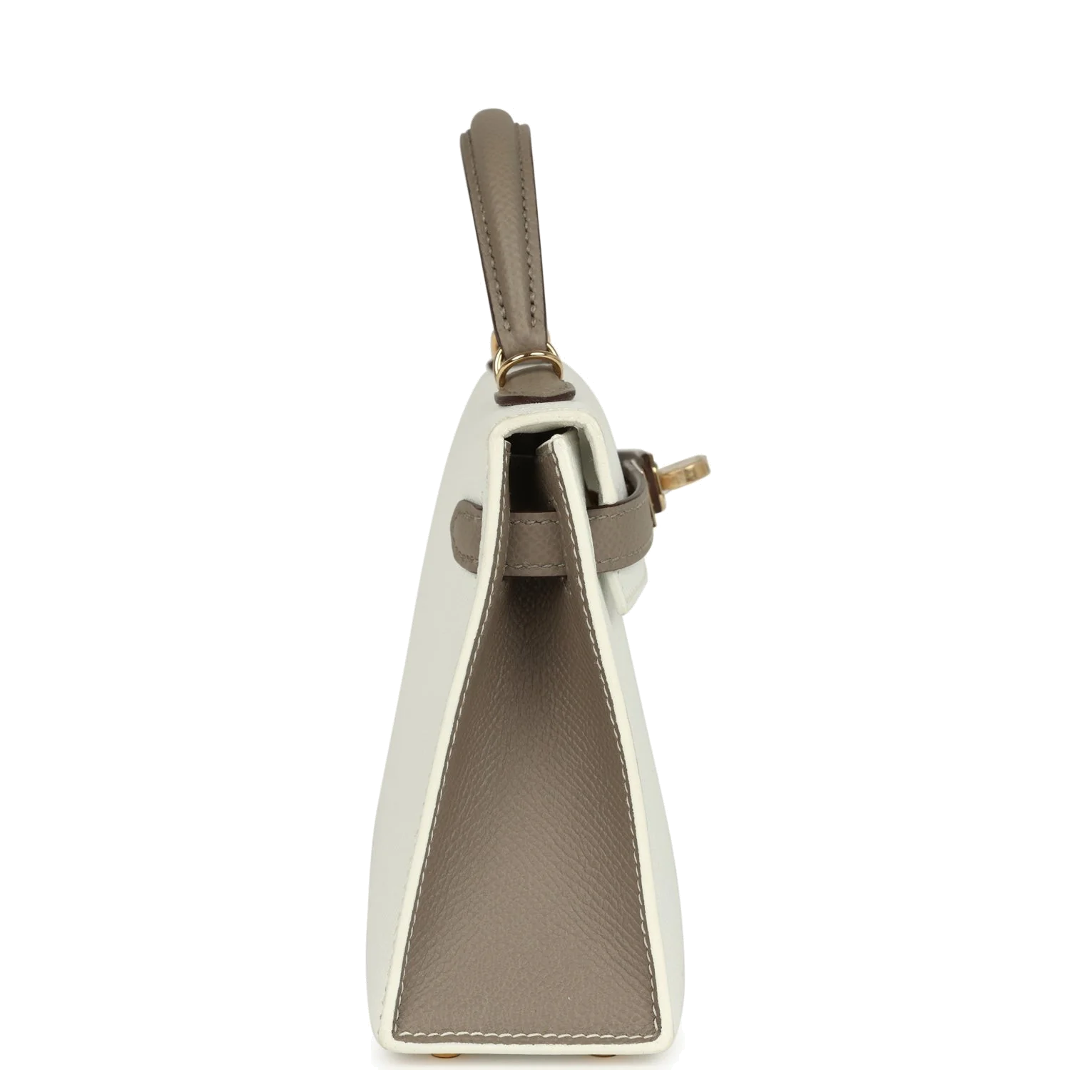 Hermes Special Order (HSS) Kelly Sellier 20 White and Gris Asphalte Epsom Permabrass Hardware — фото 4