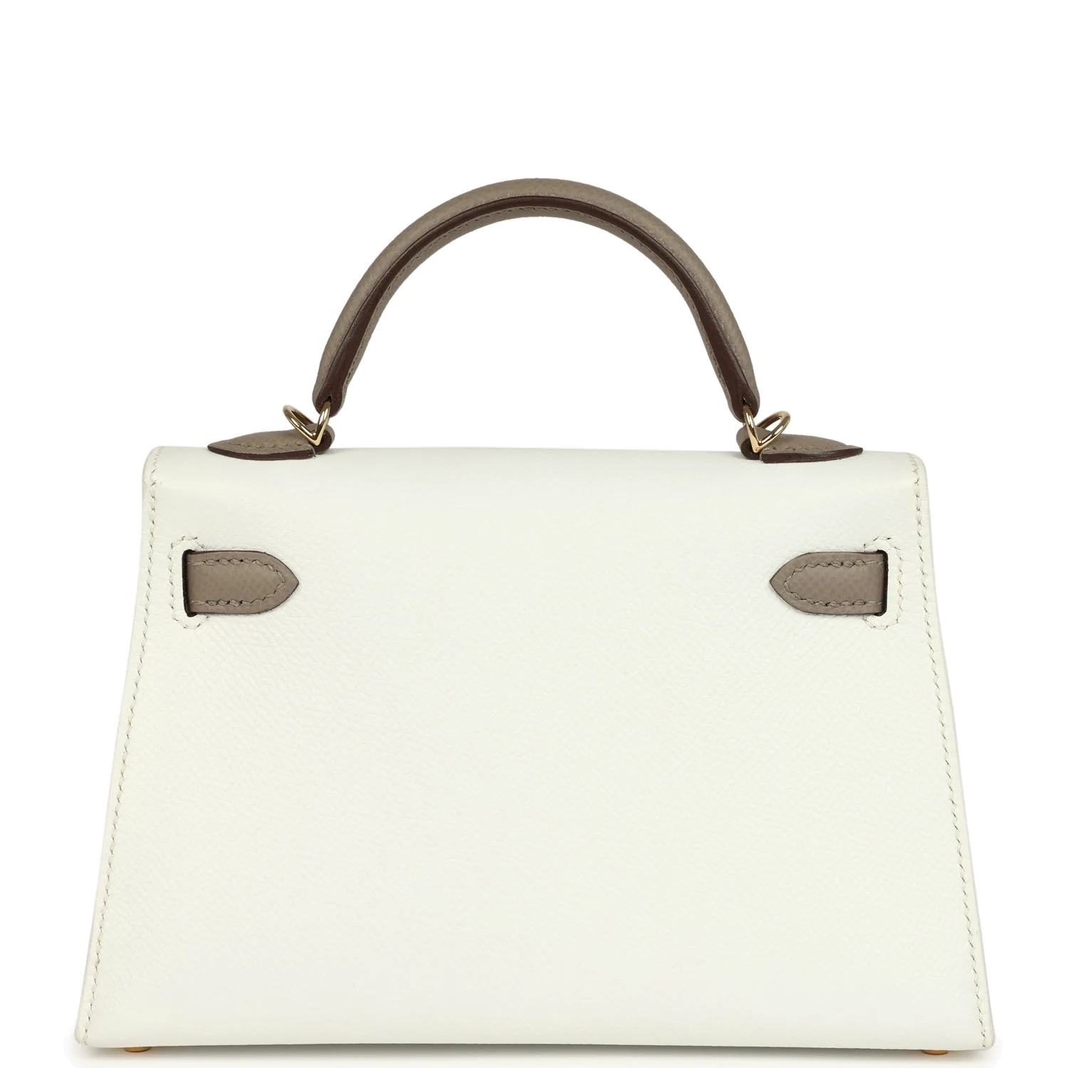 Hermes Special Order (HSS) Kelly Sellier 20 White and Gris Asphalte Epsom Permabrass Hardware — фото 5