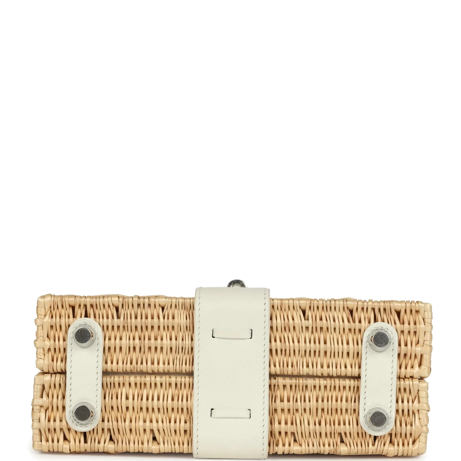Hermes Mini Picnic Kelly 20 White Swift and Osier Wicker Palladium Hardware Белый Swift — фото 7