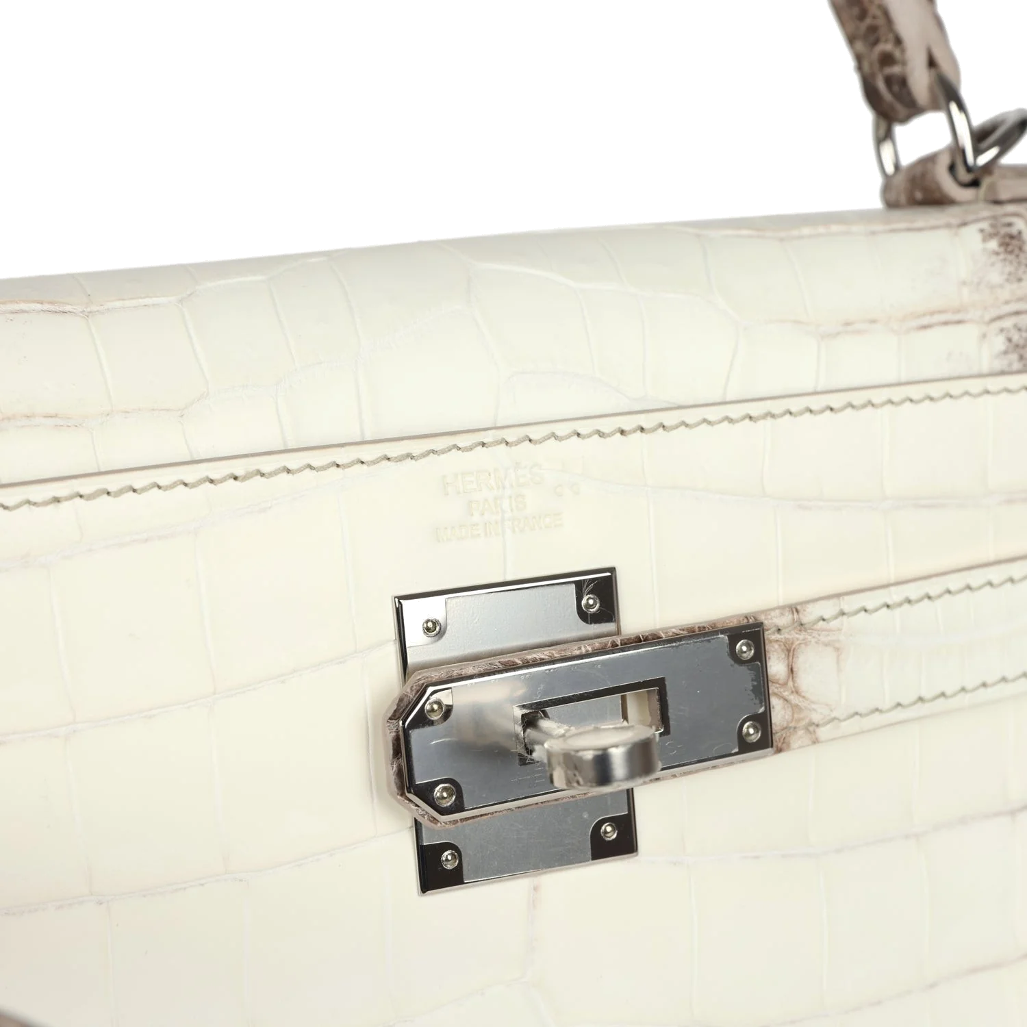 Hermes Kelly Retourne 28 Himalaya Matte Niloticus Crocodile Palladium Hardware — фото 8