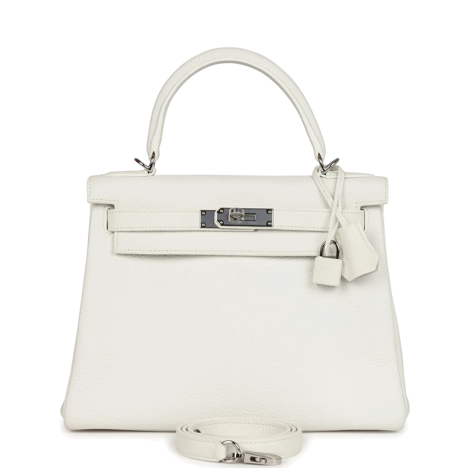 Hermes Kelly Retourne 28 White Clemence Palladium Hardware — фото 2
