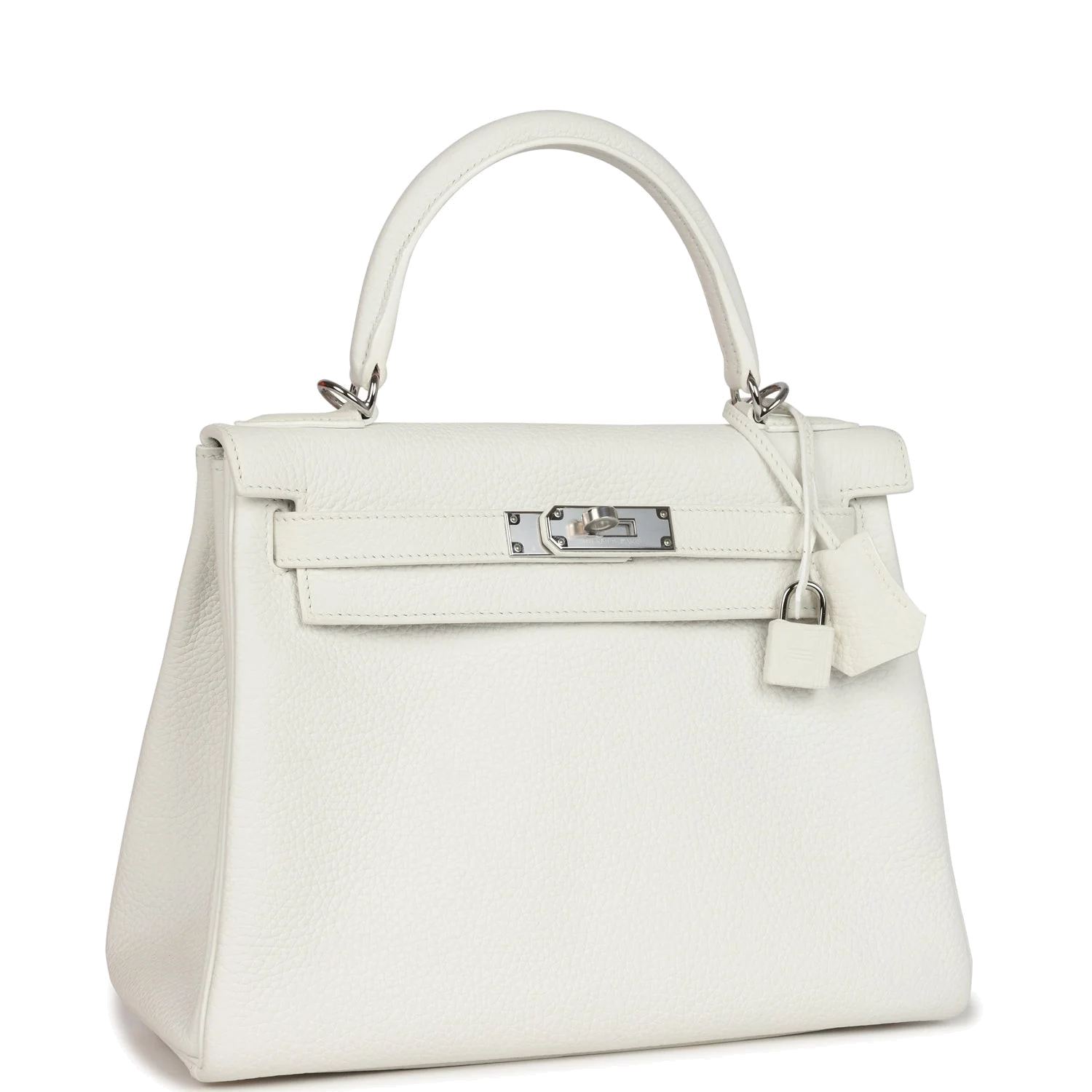 Hermes Kelly Retourne 28 White Clemence Palladium Hardware — фото 3