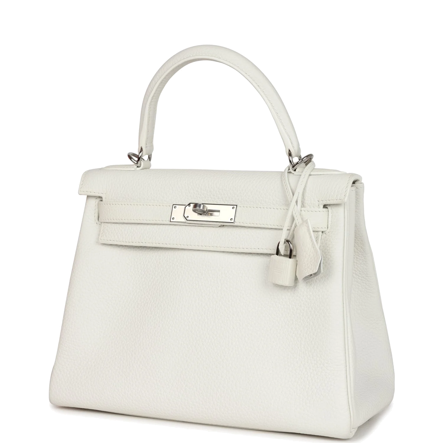 Hermes Kelly Retourne 28 White Clemence Palladium Hardware — фото 6