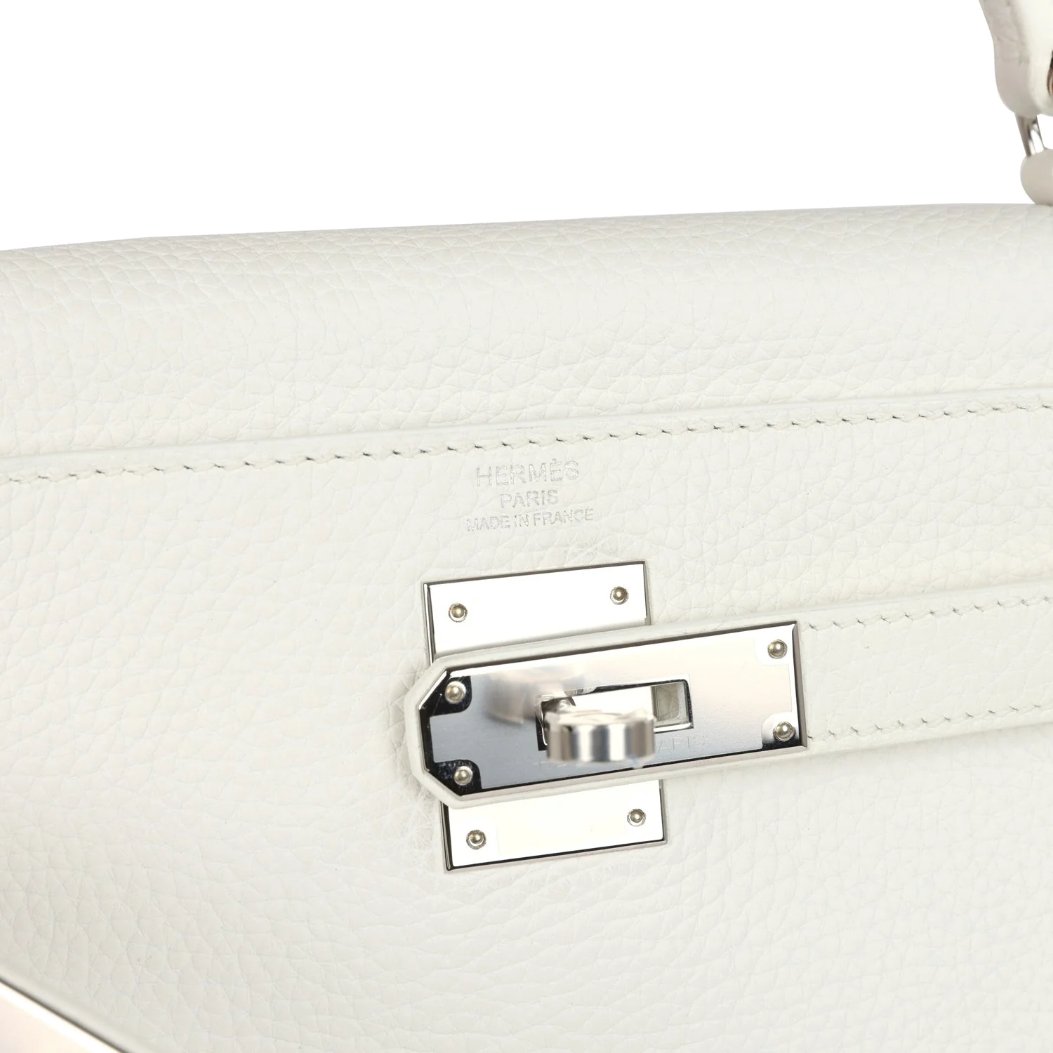 Hermes Kelly Retourne 28 White Clemence Palladium Hardware — фото 8