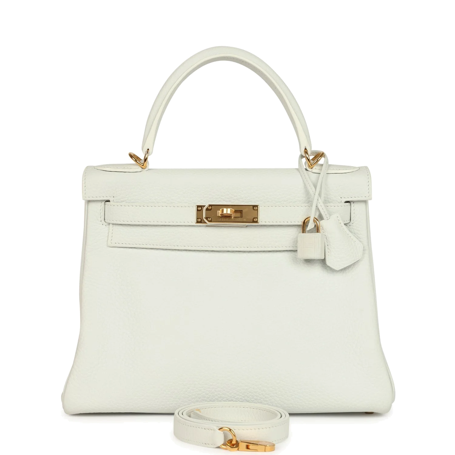 Hermes Kelly Retourne 28 White Clemence Gold Hardware — фото 2