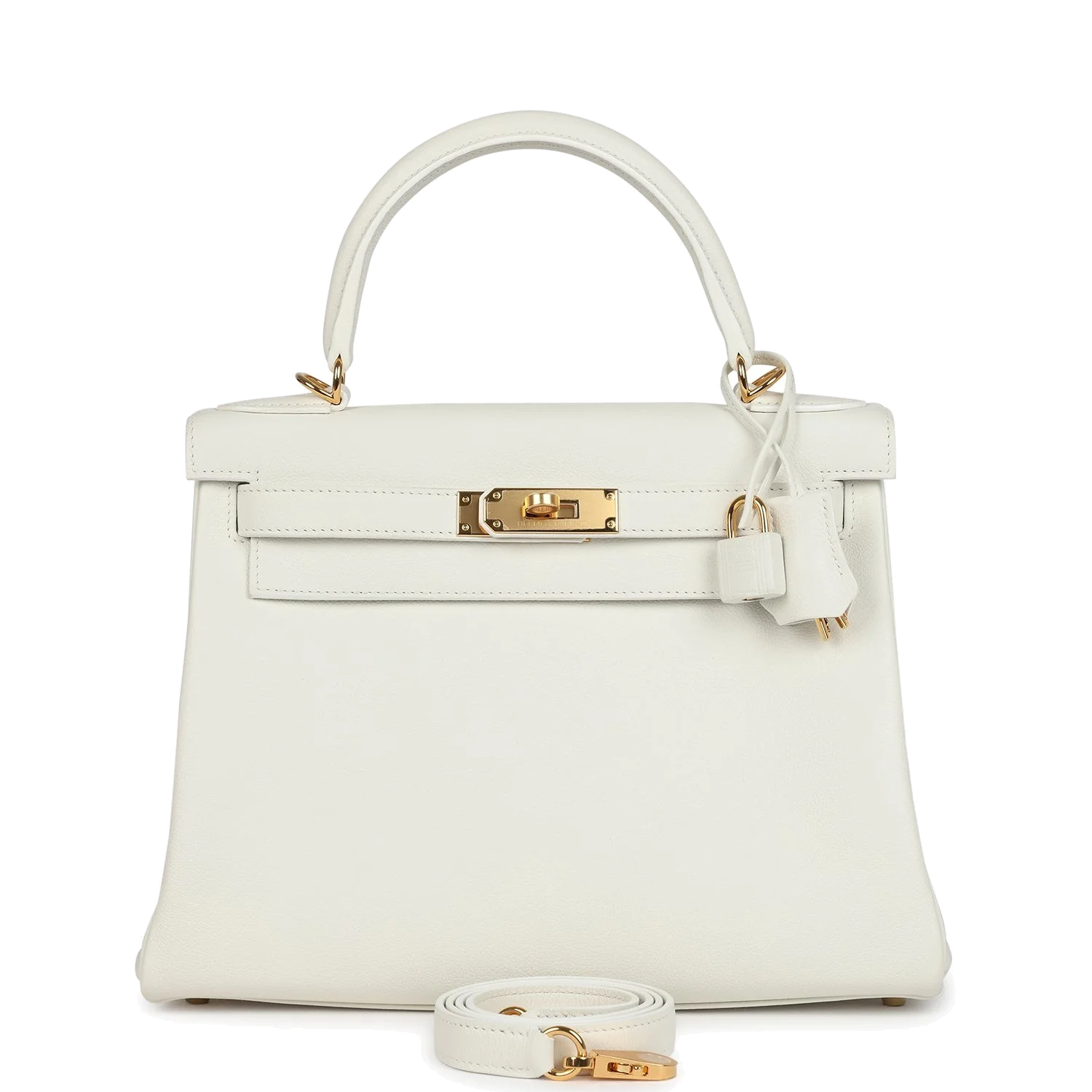 Hermes Kelly Retourne 28 White Evercolor Gold Hardware