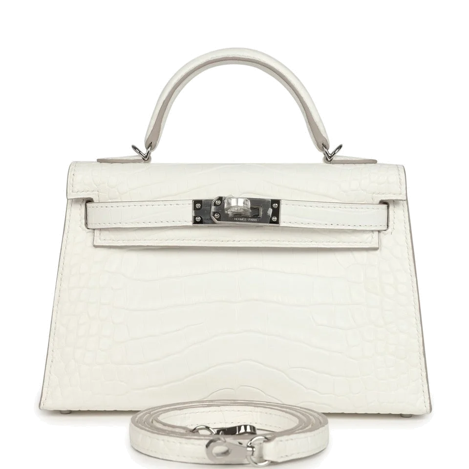 Hermes Kelly Sellier 20 Creme Chantilly Matte Alligator Palladium Hardware — фото 2