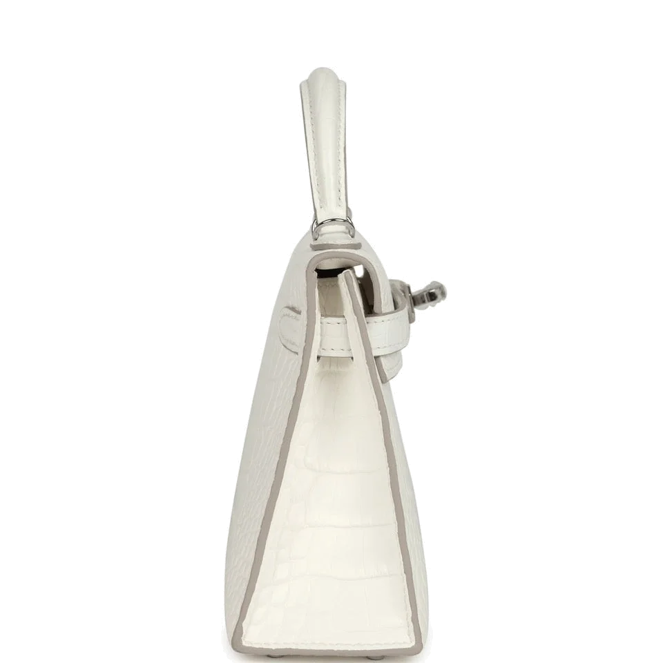Hermes Kelly Sellier 20 Creme Chantilly Matte Alligator Palladium Hardware — фото 4