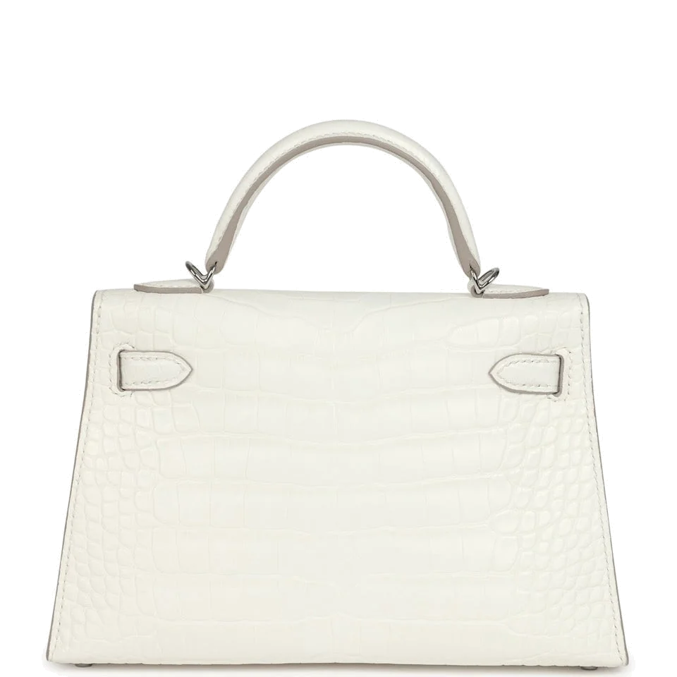 Hermes Kelly Sellier 20 Creme Chantilly Matte Alligator Palladium Hardware — фото 5