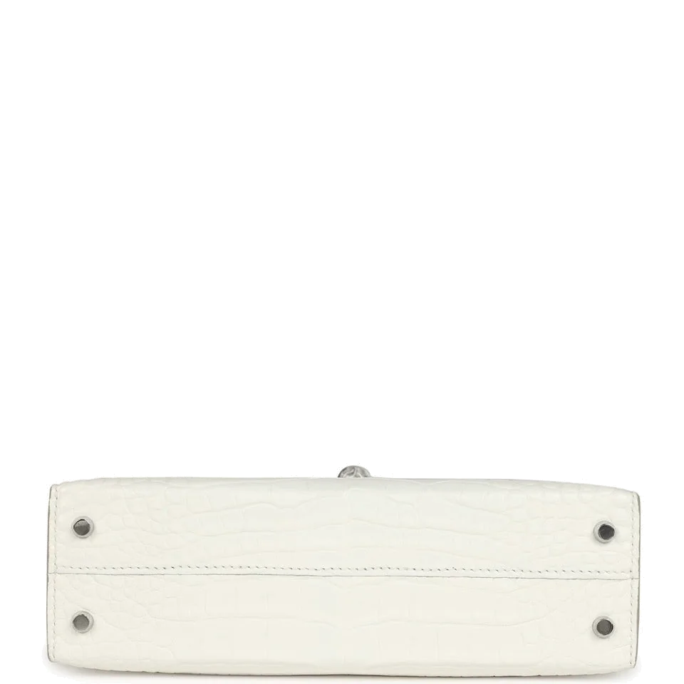 Hermes Kelly Sellier 20 Creme Chantilly Matte Alligator Palladium Hardware — фото 7