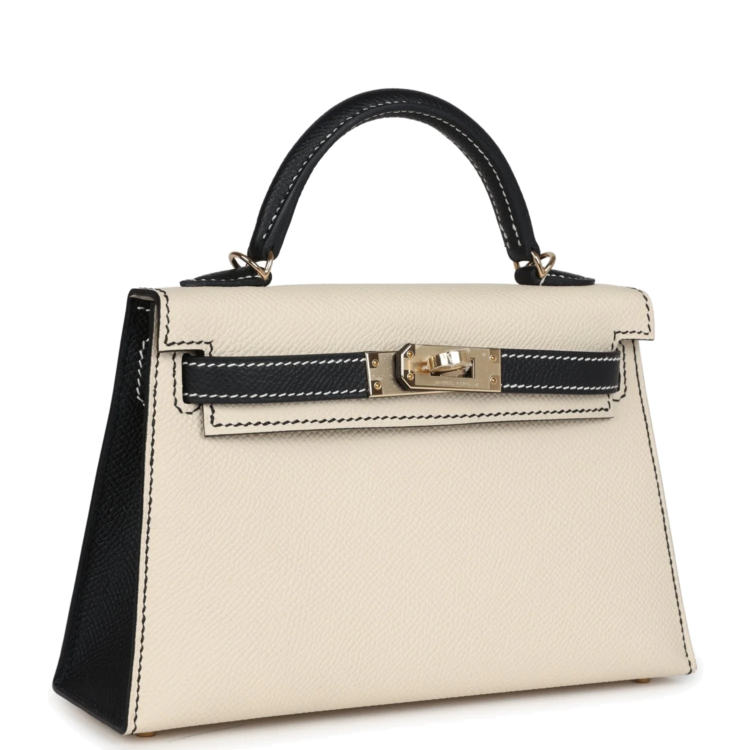 Hermes Special Order (HSS) Kelly Sellier 20 Craie and Black Epsom Permabrass Hardware — фото 3