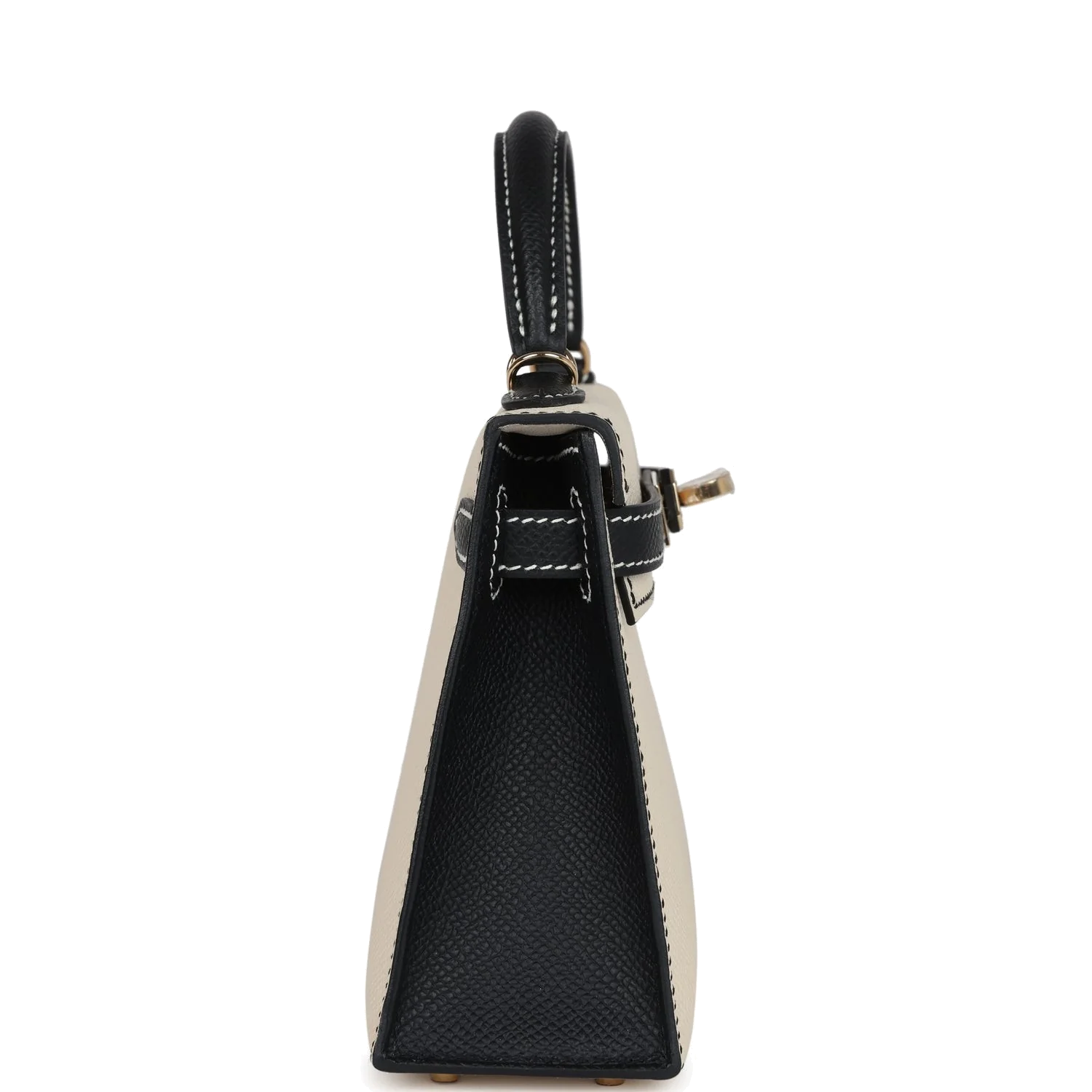 Hermes Special Order (HSS) Kelly Sellier 20 Craie and Black Epsom Permabrass Hardware — фото 4