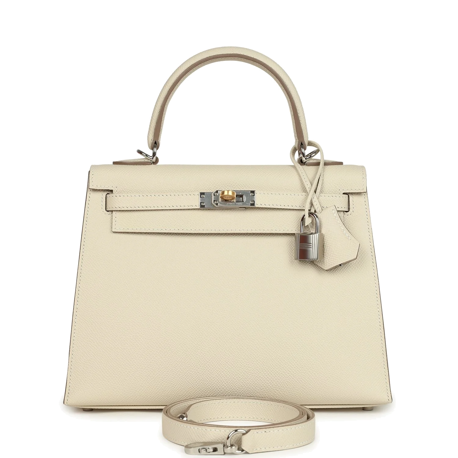 Hermes Kelly Sellier 25 Craie Epsom Electrum Hardware — фото 2