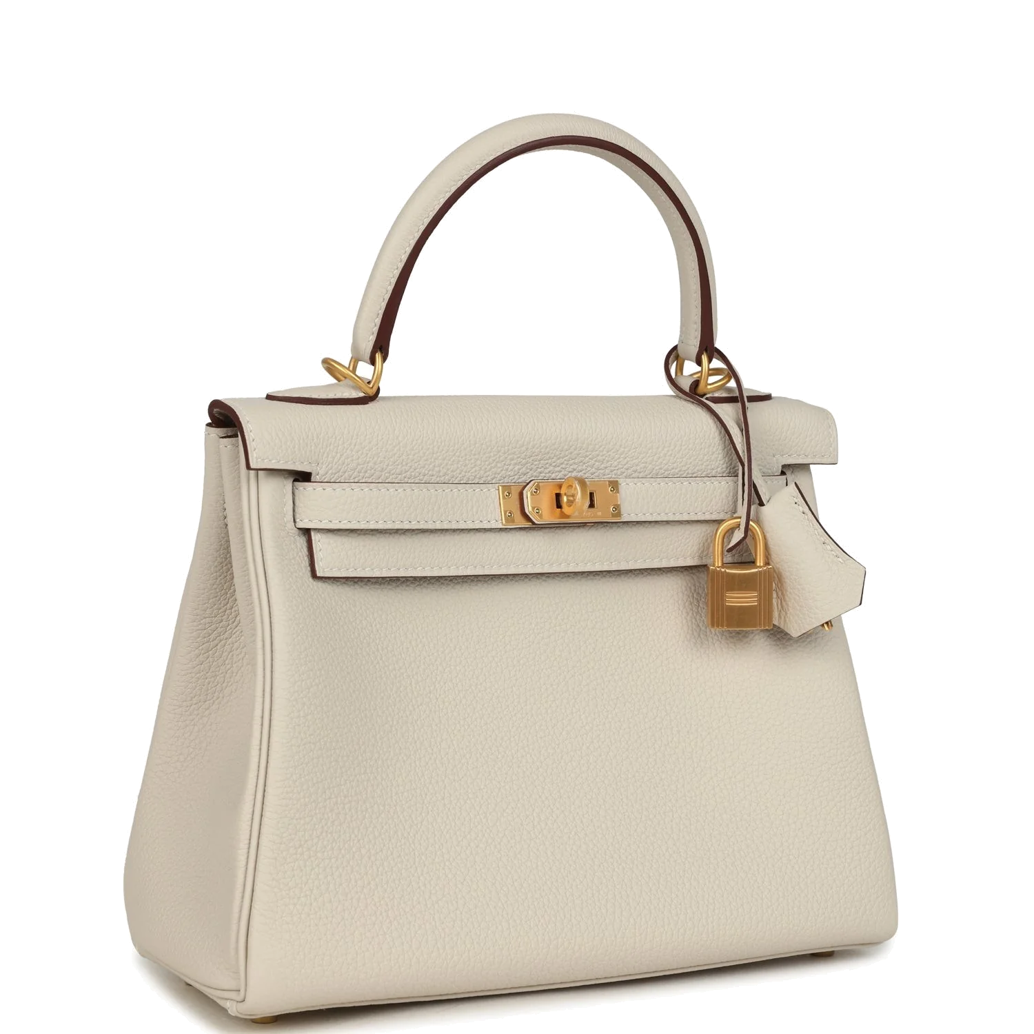 Hermes Special Order (HSS) Kelly Retourne 25 Craie Verso Togo Brushed Gold Hardware — фото 3