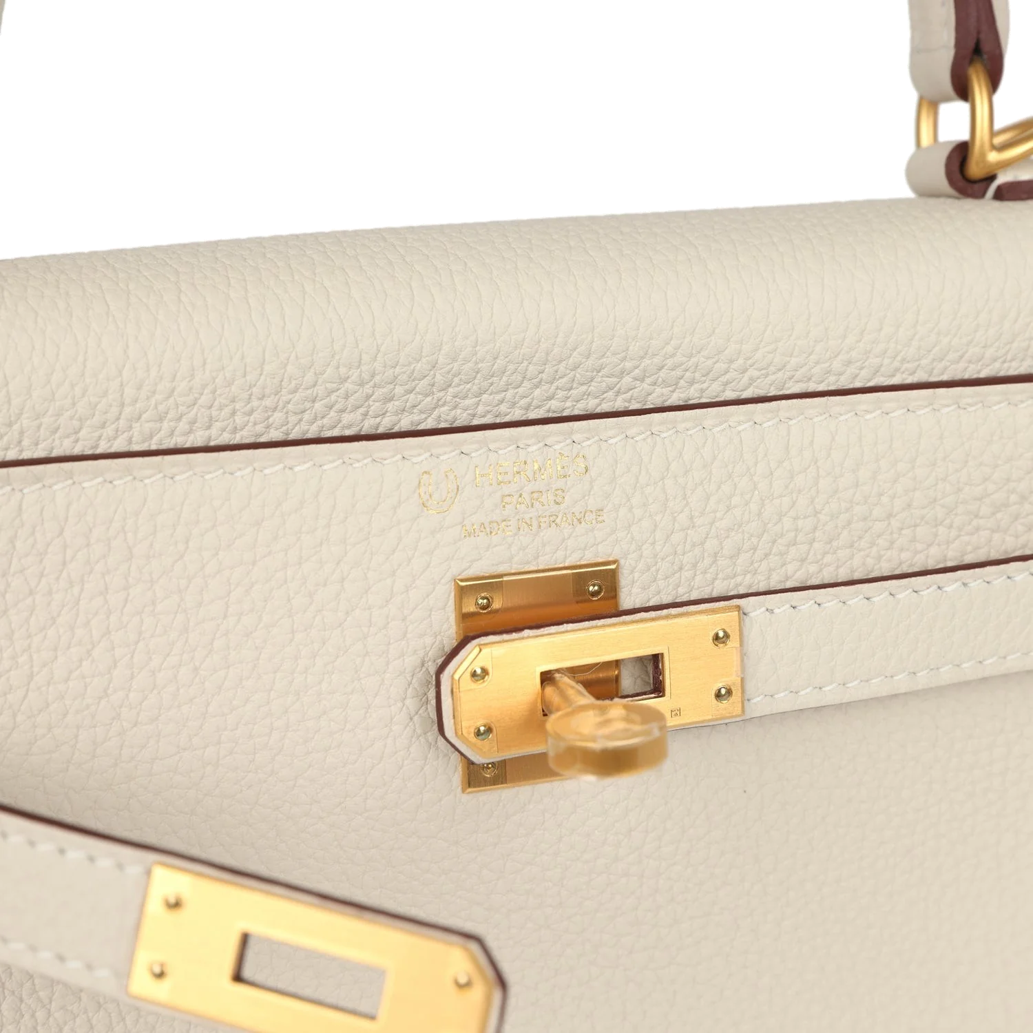 Hermes Special Order (HSS) Kelly Retourne 25 Craie Verso Togo Brushed Gold Hardware — фото 8