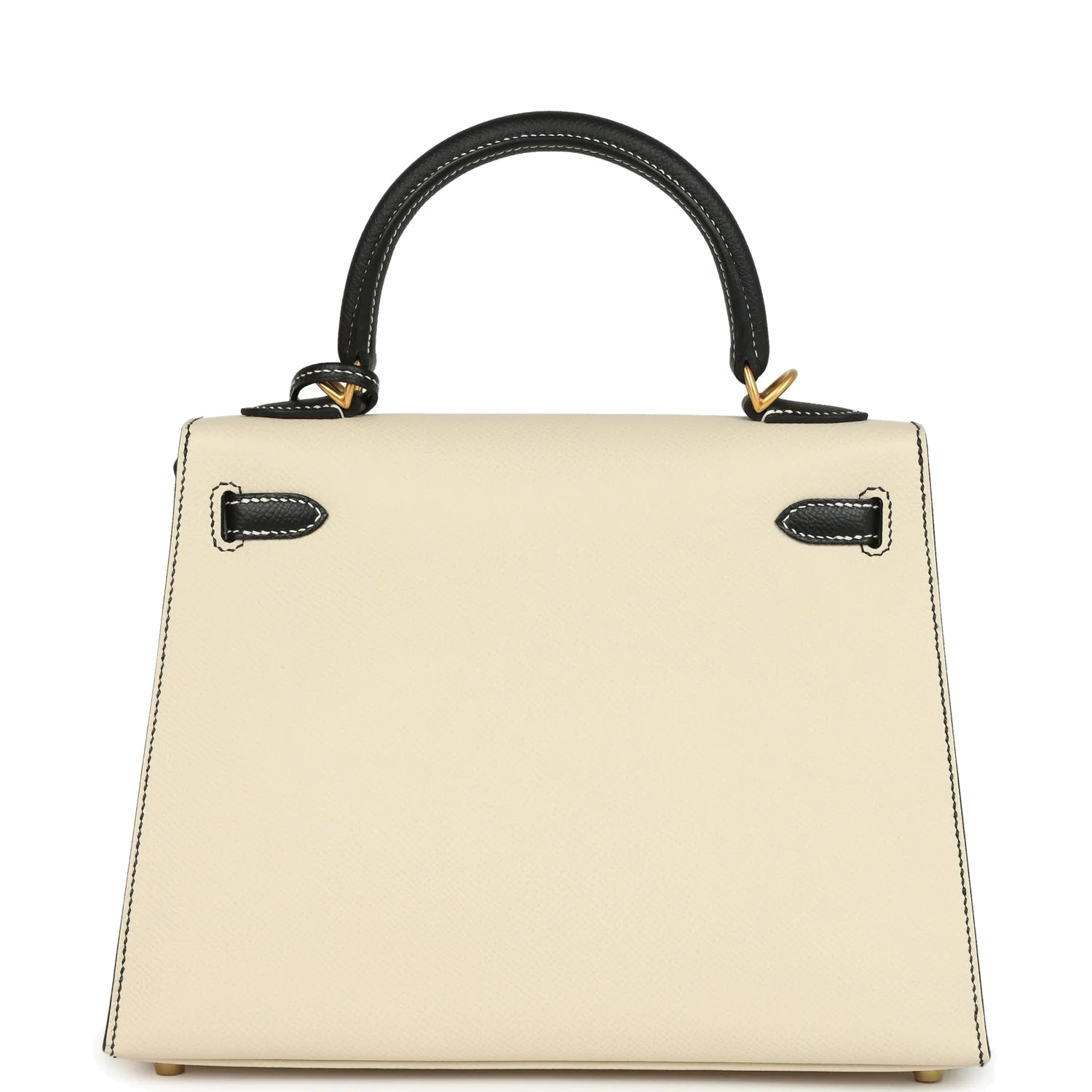 Hermes Special Order (HSS) Kelly Sellier 25 Craie and Black Epsom Brushed Gold Hardware — фото 5