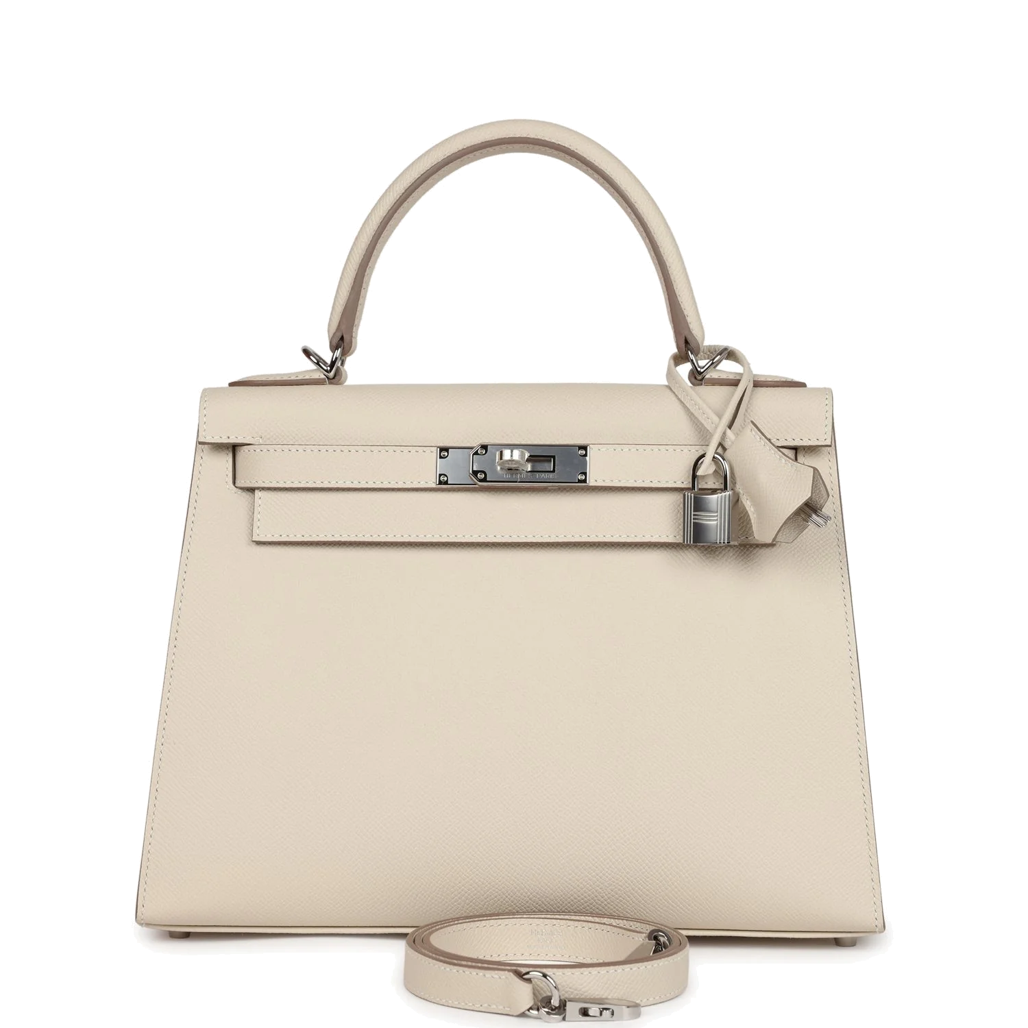 Hermes Kelly Sellier 28 Craie Epsom Palladium Hardware — фото 2