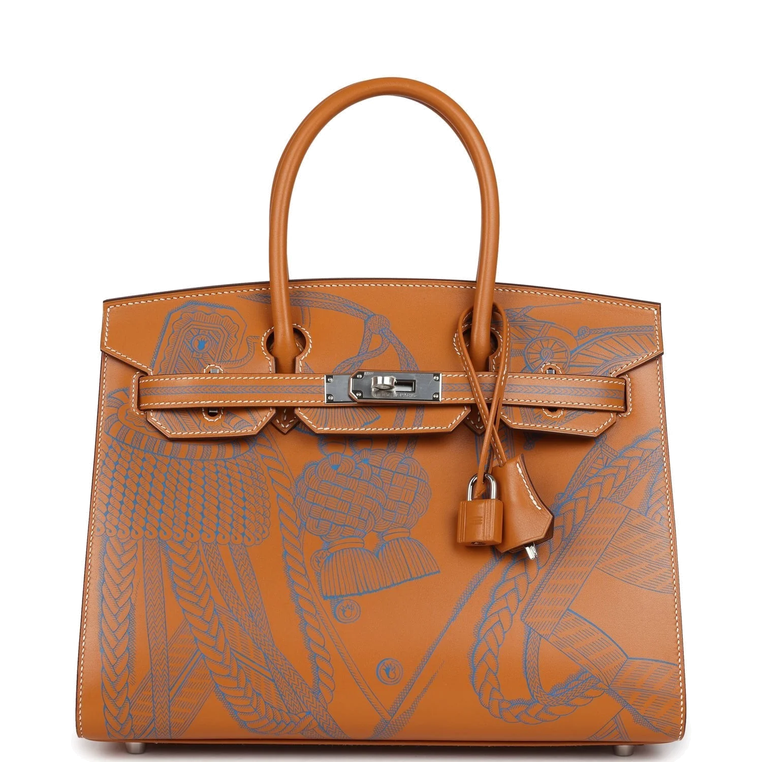 Hermes Birkin Sellier 30 "Zouaves Et Dragons" Naturel Sable Butler Palladium Hardware — фото 2