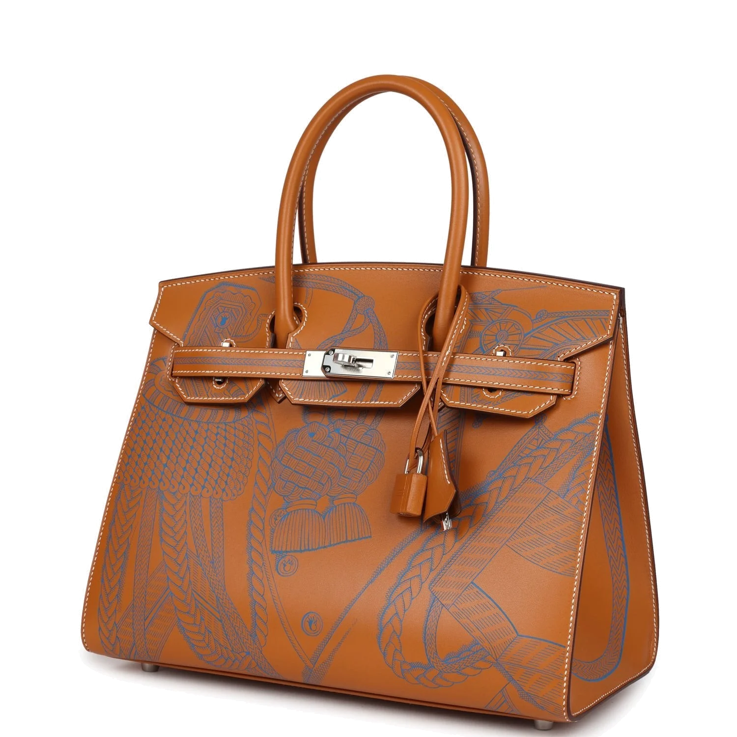 Hermes Birkin Sellier 30 "Zouaves Et Dragons" Naturel Sable Butler Palladium Hardware — фото 6