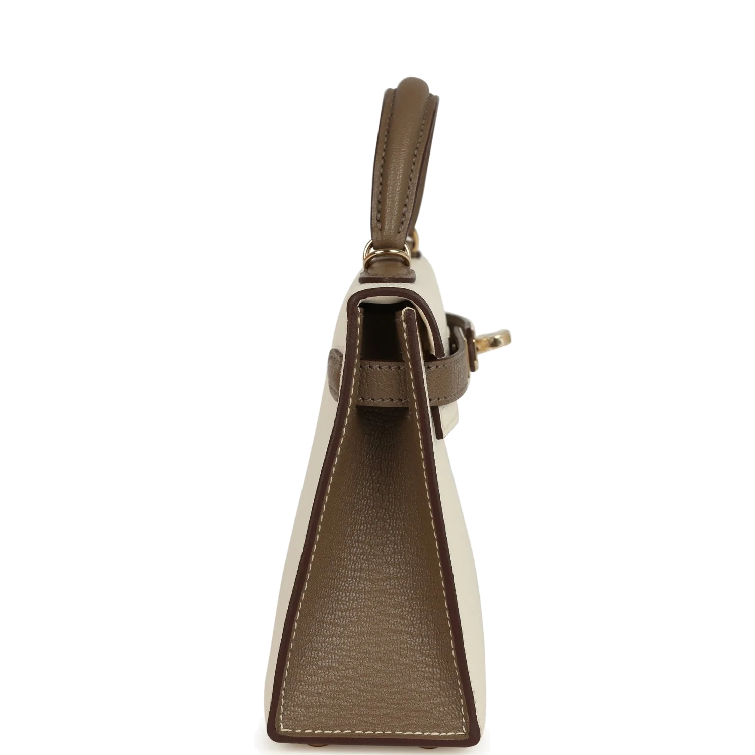 Hermes Special Order (HSS) Kelly Sellier 20 Nata and Etoupe Chevre Mysore Permabrass Hardware — фото 4