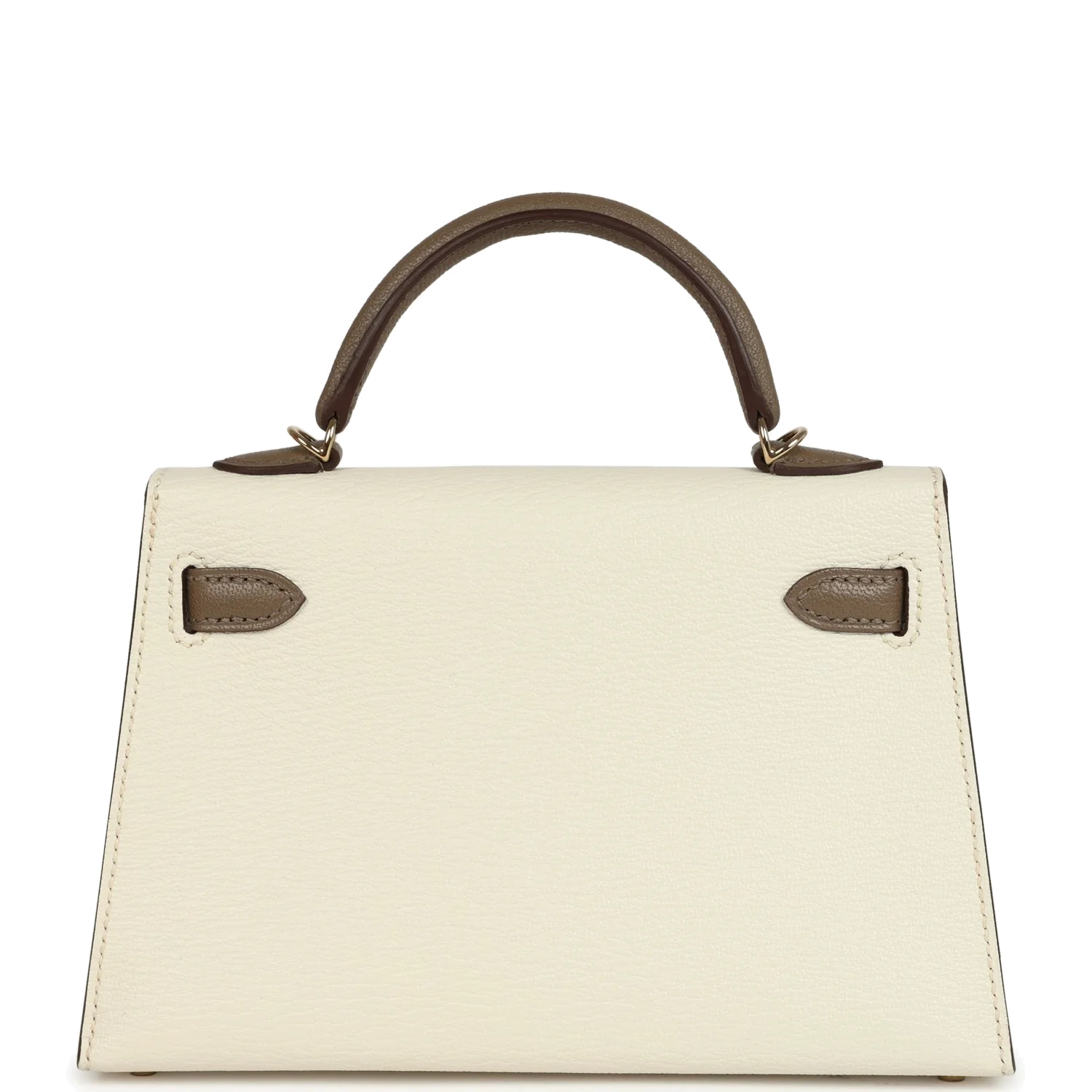 Hermes Special Order (HSS) Kelly Sellier 20 Nata and Etoupe Chevre Mysore Permabrass Hardware — фото 5