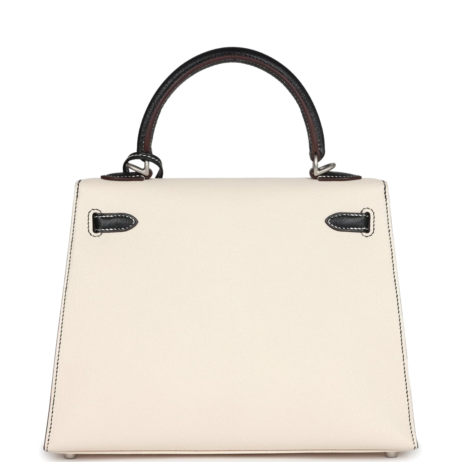 Hermes Special Order (HSS) Kelly Sellier 25 Nata and Black Chevre Mysore Brushed Palladium Hardware — фото 5