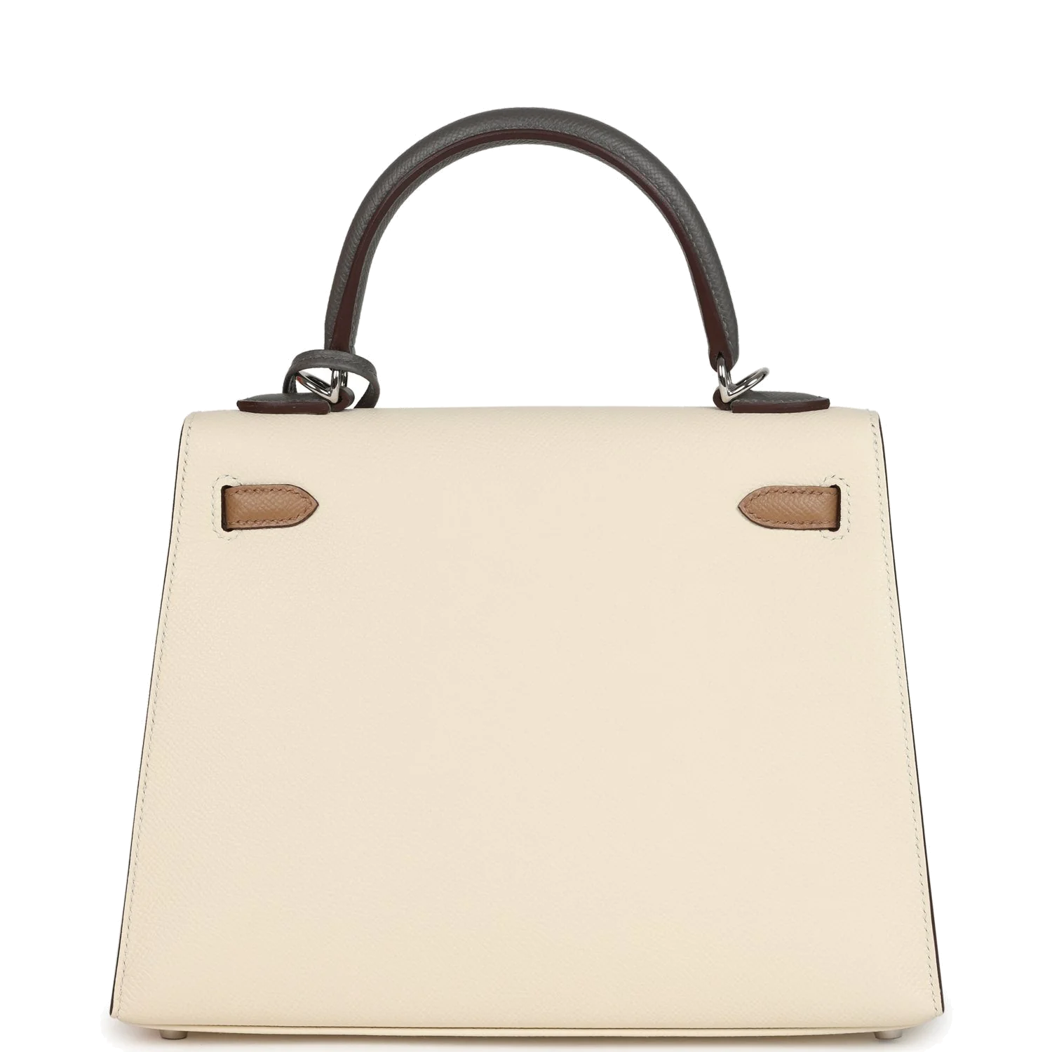 Hermes Kelly Sellier 25 Tri-Color Nata, Gris Meyer and Chai Epsom Palladium Hardware — фото 5