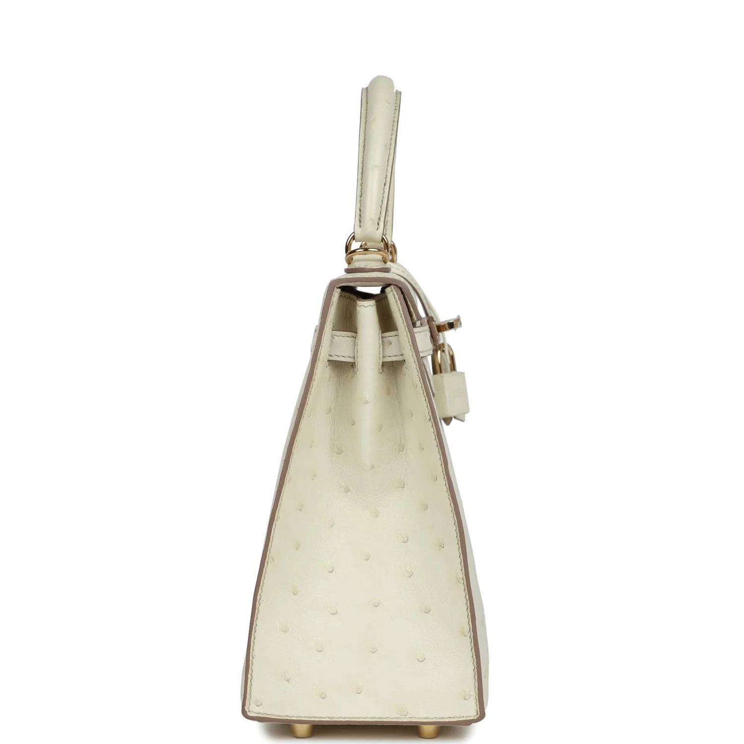 Hermes Special Order (HSS) Kelly Sellier 25 Nata Verso Ostrich Permabrass Hardware — фото 4