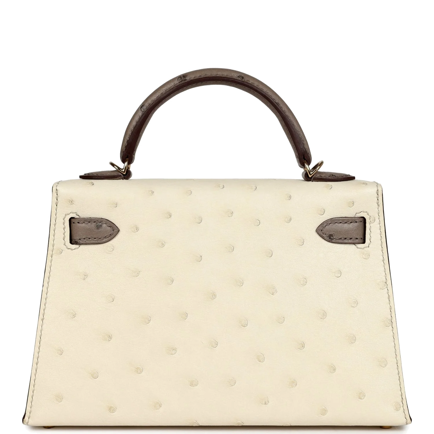 Hermes Special Order (HSS) Kelly Sellier 20 Beton and Gris Tourterelle Ostrich Permabrass Hardware — фото 5