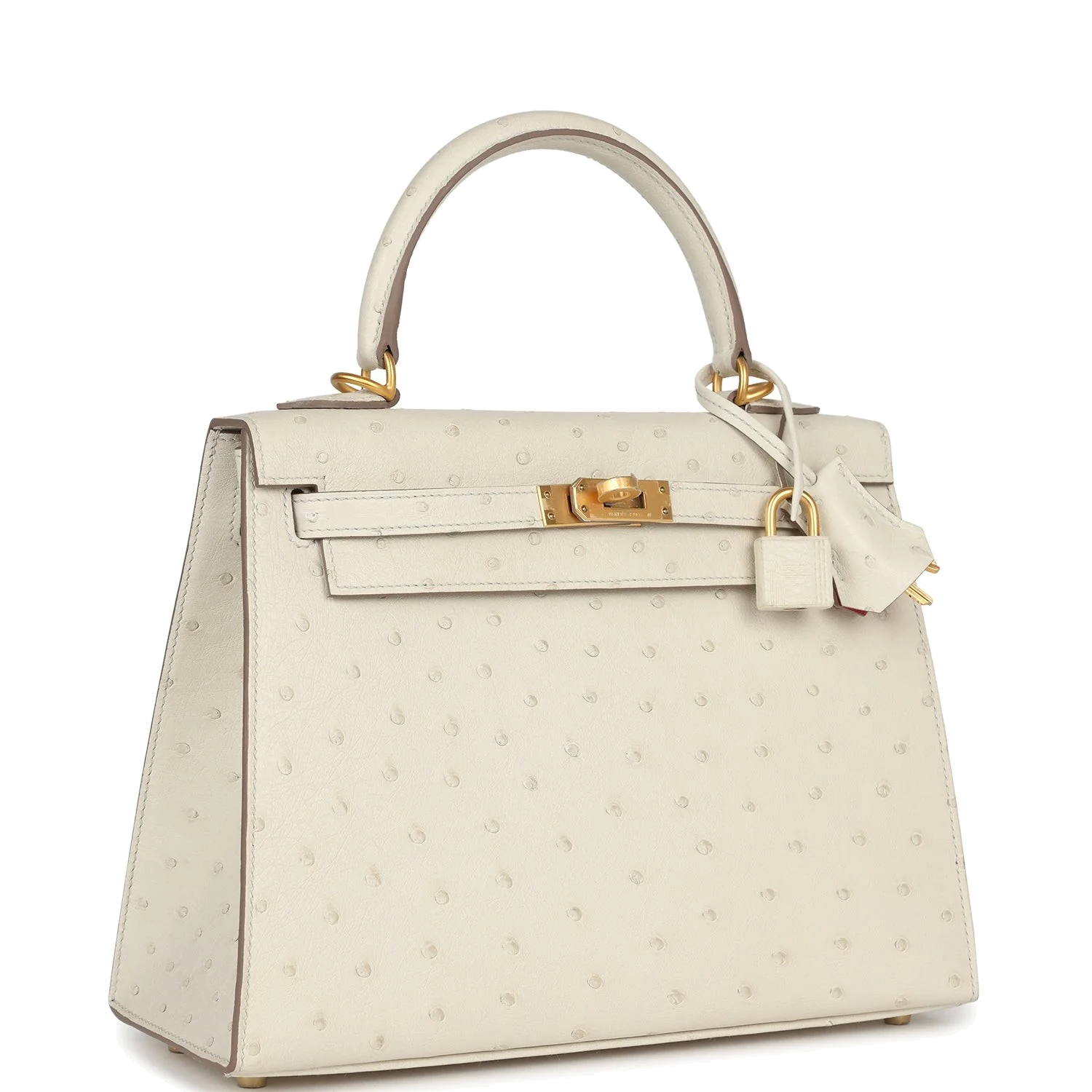 Hermes Special Order (HSS) Kelly Sellier 25 Beton Ostrich Verso Brushed Gold Hardware — фото 3