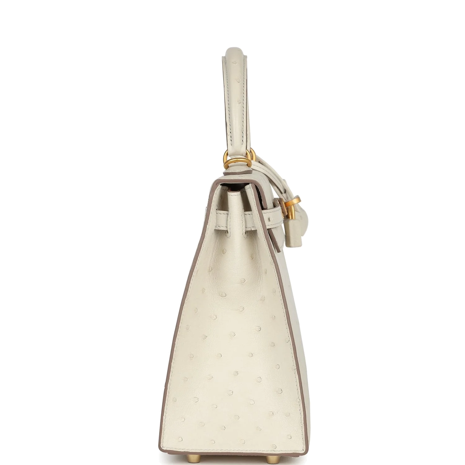 Hermes Special Order (HSS) Kelly Sellier 25 Beton Ostrich Verso Brushed Gold Hardware — фото 4