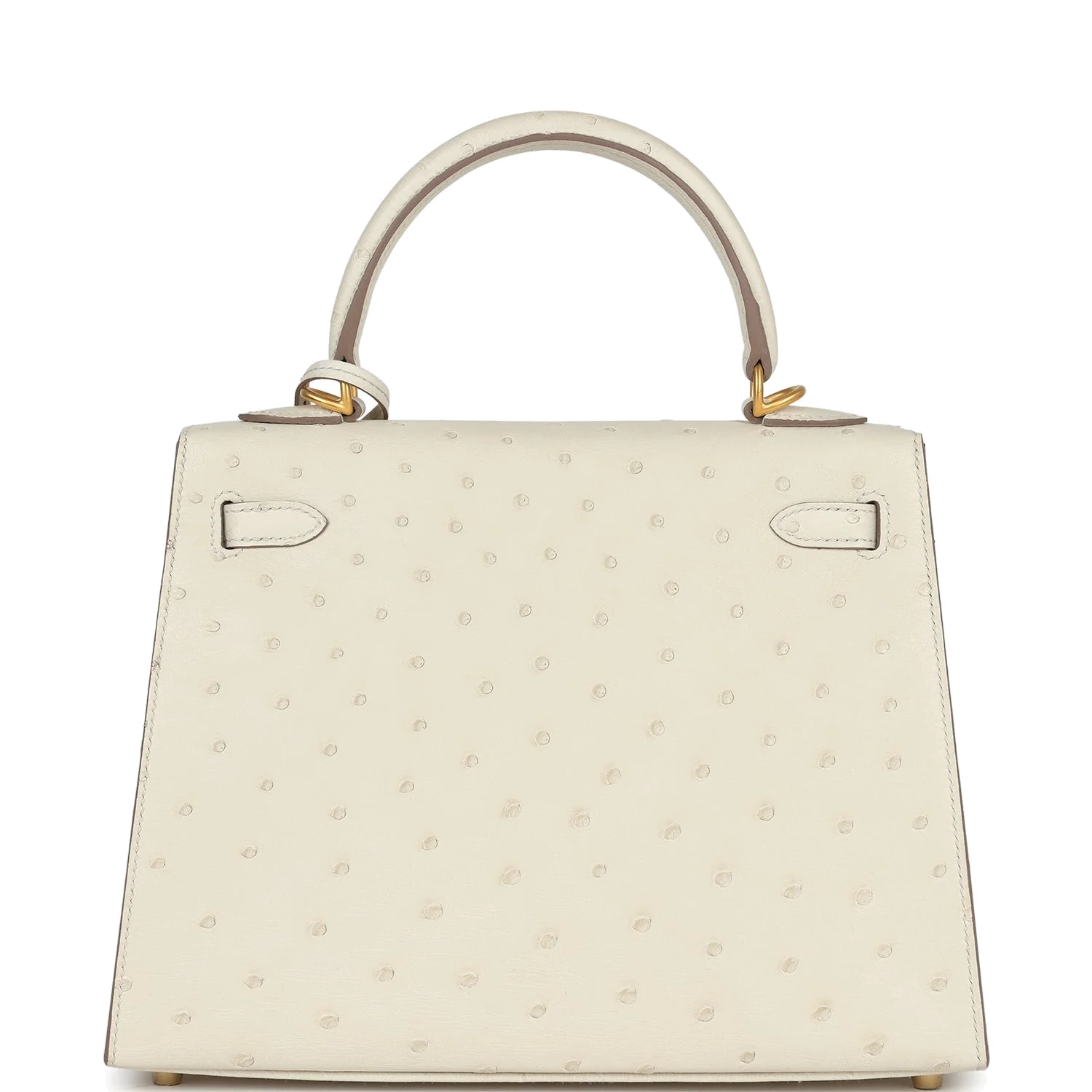 Hermes Special Order (HSS) Kelly Sellier 25 Beton Ostrich Verso Brushed Gold Hardware — фото 5