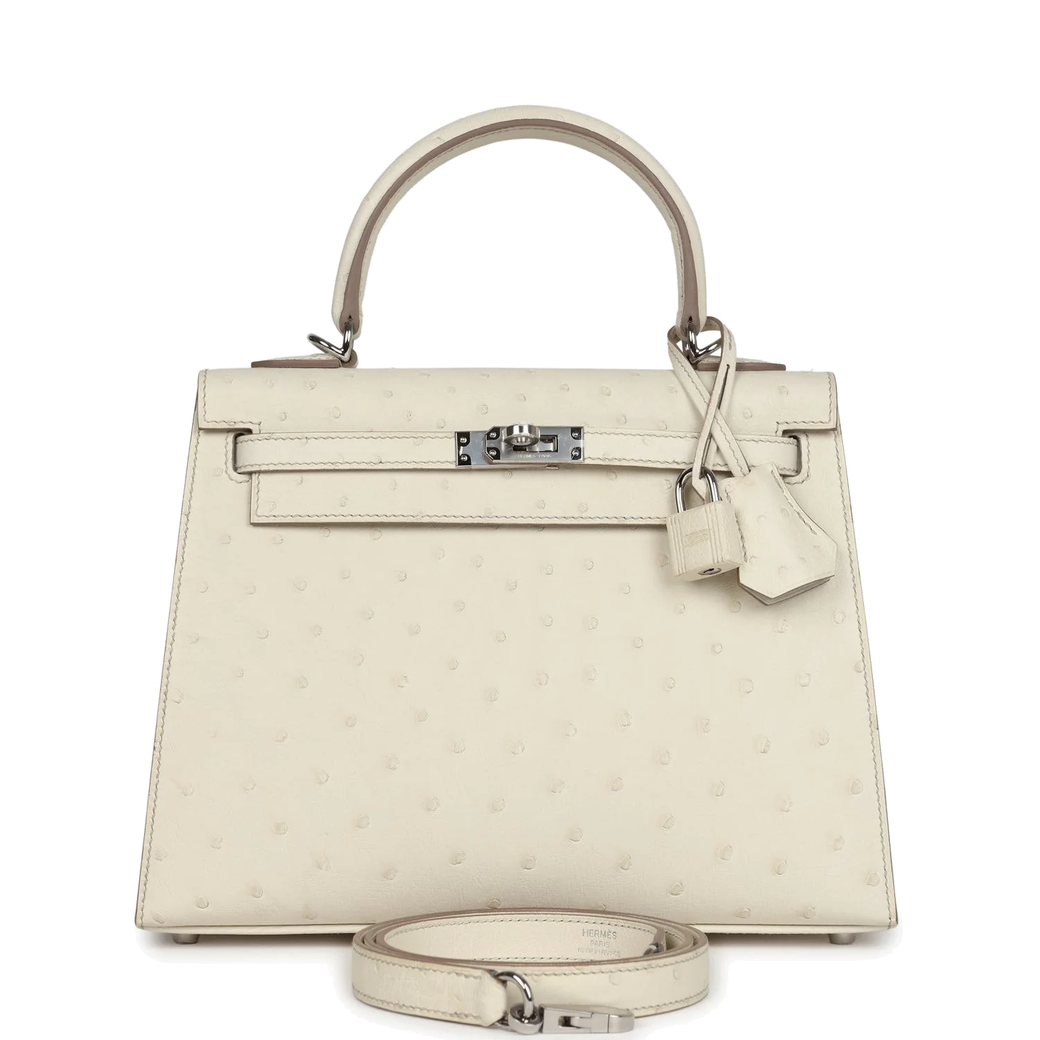 Hermes Kelly Sellier 25 Beton Ostrich Palladium Hardware — фото 2
