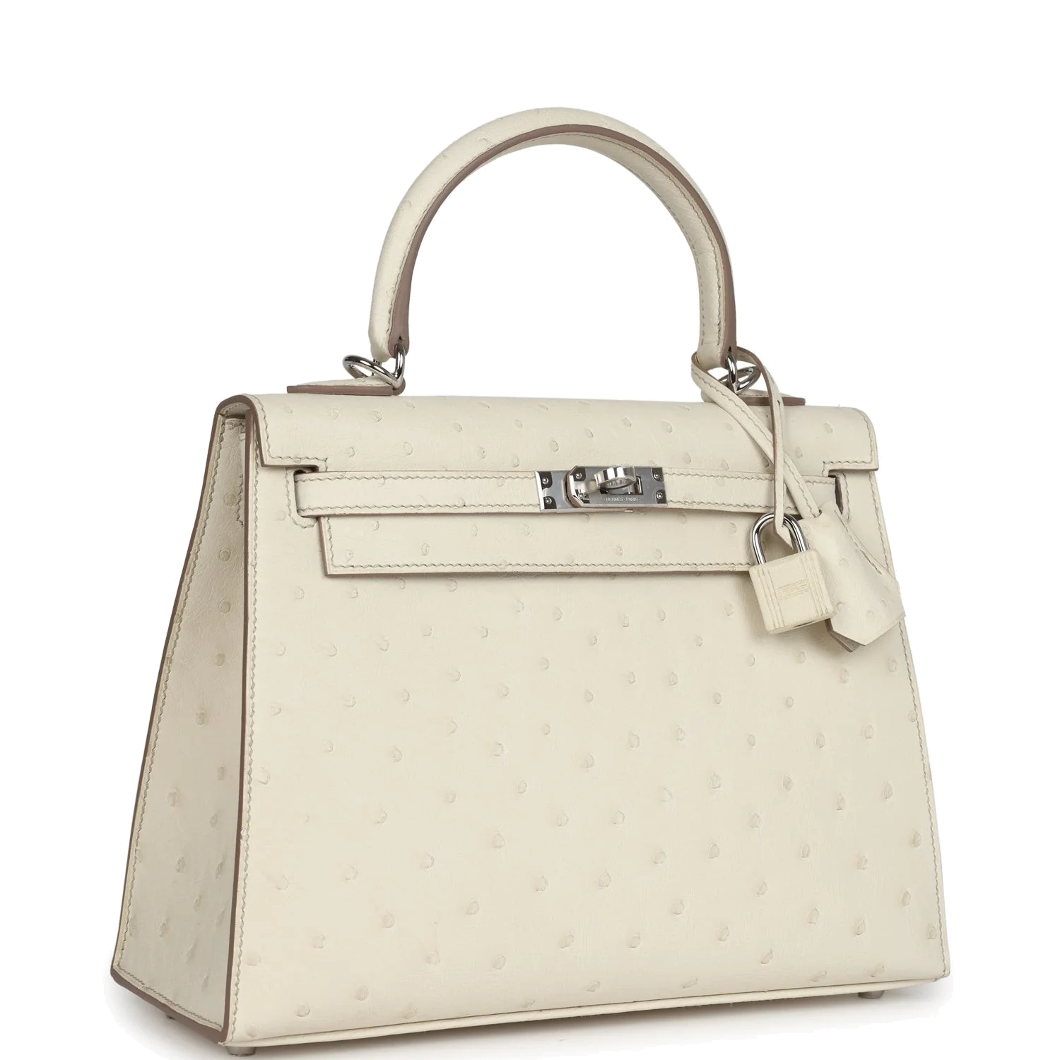 Hermes Kelly Sellier 25 Beton Ostrich Palladium Hardware — фото 3