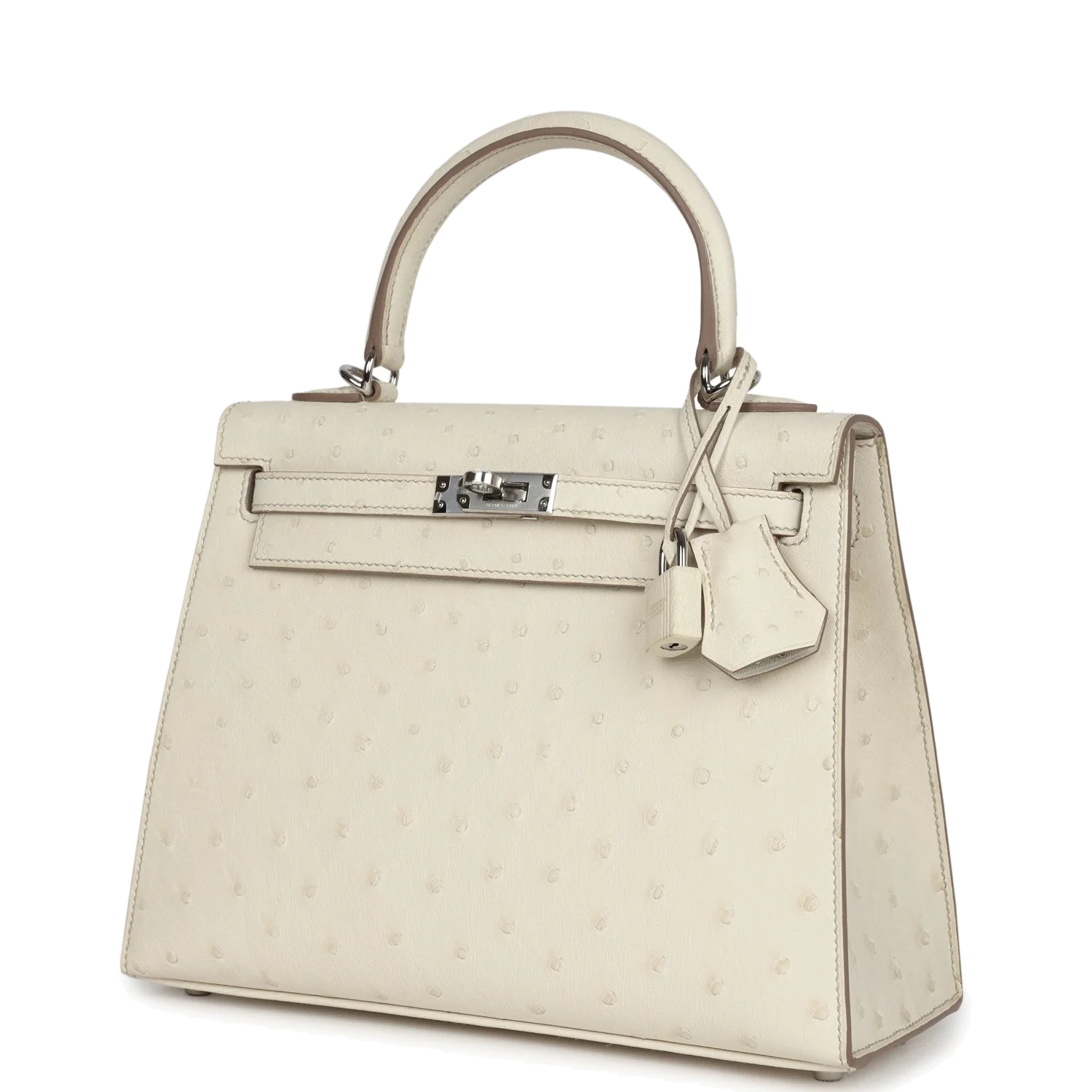 Hermes Kelly Sellier 25 Beton Ostrich Palladium Hardware — фото 6