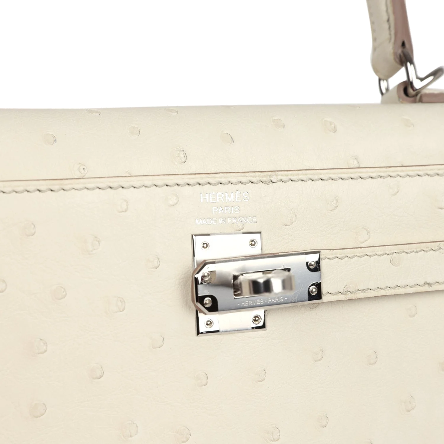 Hermes Kelly Sellier 25 Beton Ostrich Palladium Hardware — фото 8