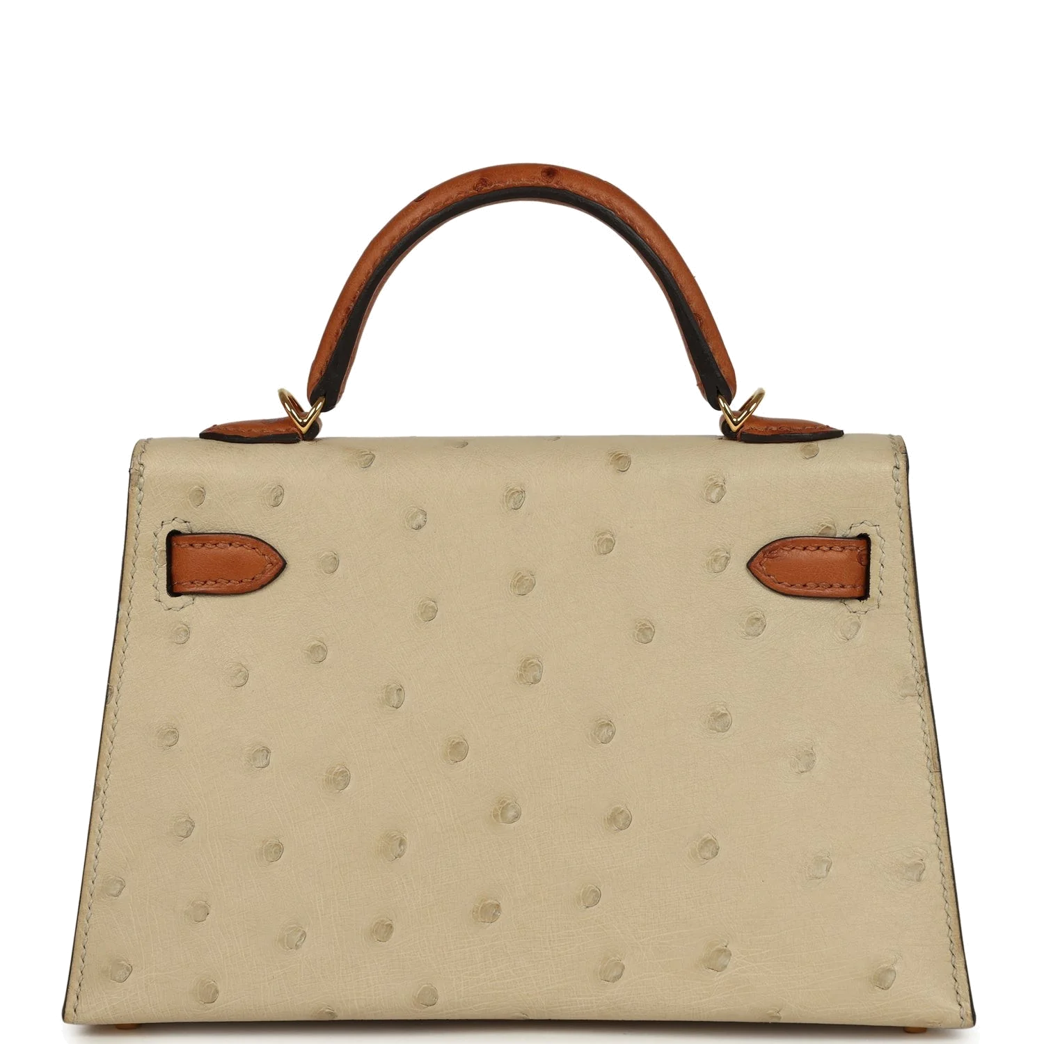 Hermes Special Order (HSS) Kelly Sellier 20 Parchemin and Cognac Ostrich Gold Hardware — фото 5