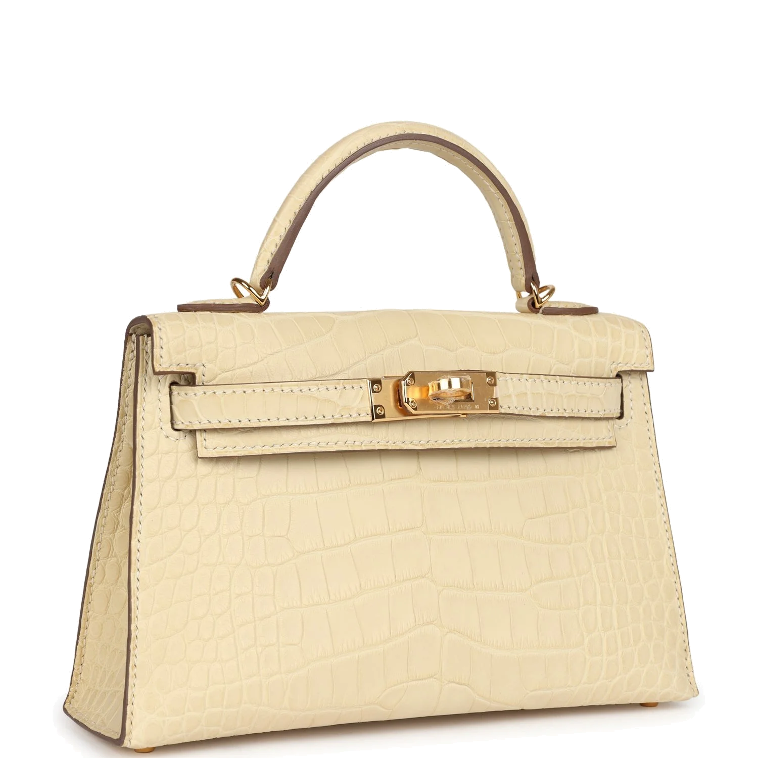 Hermes Kelly Sellier 20 Vanille Matte Alligator Gold Hardware — фото 3