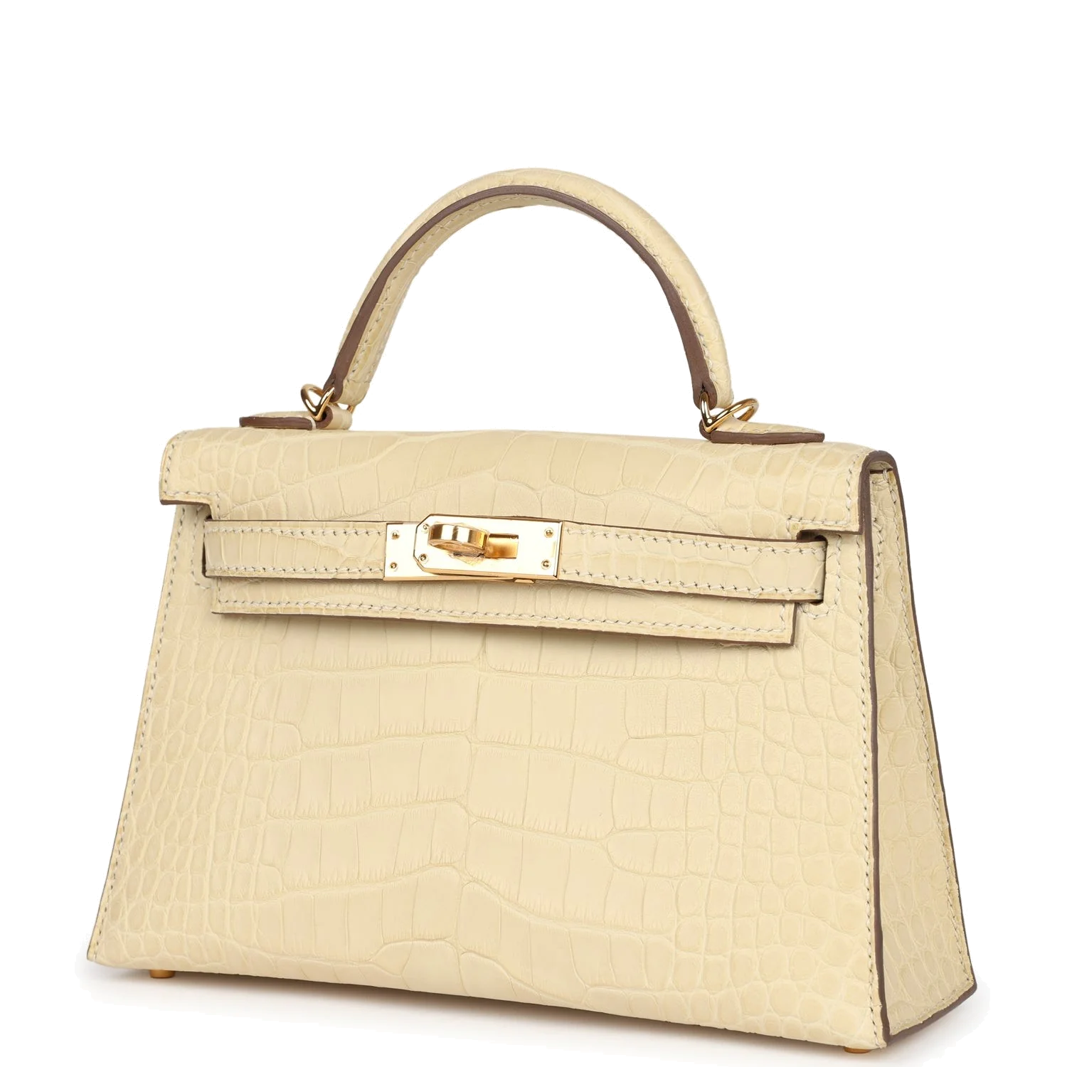 Hermes Kelly Sellier 20 Vanille Matte Alligator Gold Hardware — фото 6