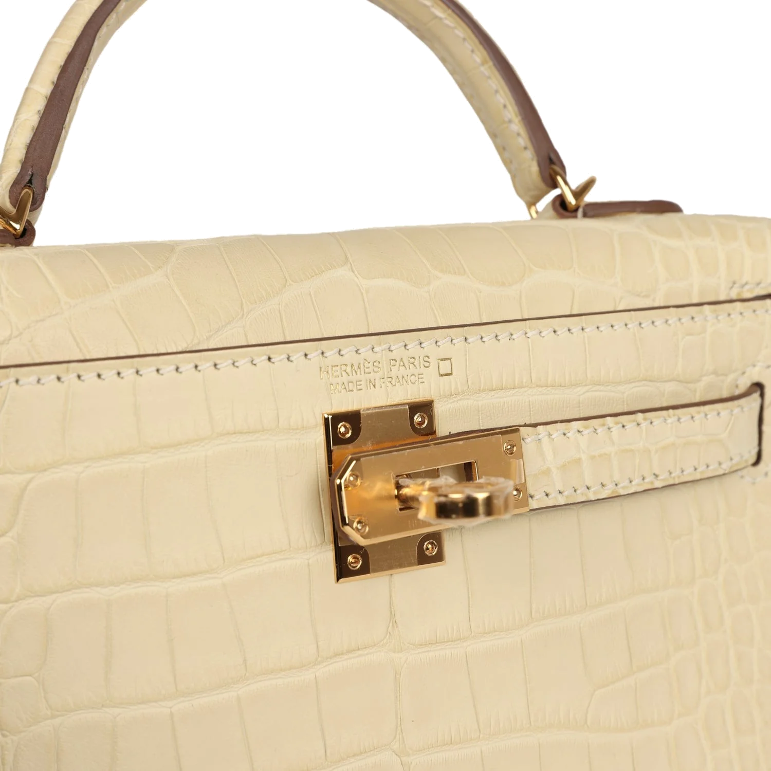 Hermes Kelly Sellier 20 Vanille Matte Alligator Gold Hardware — фото 8