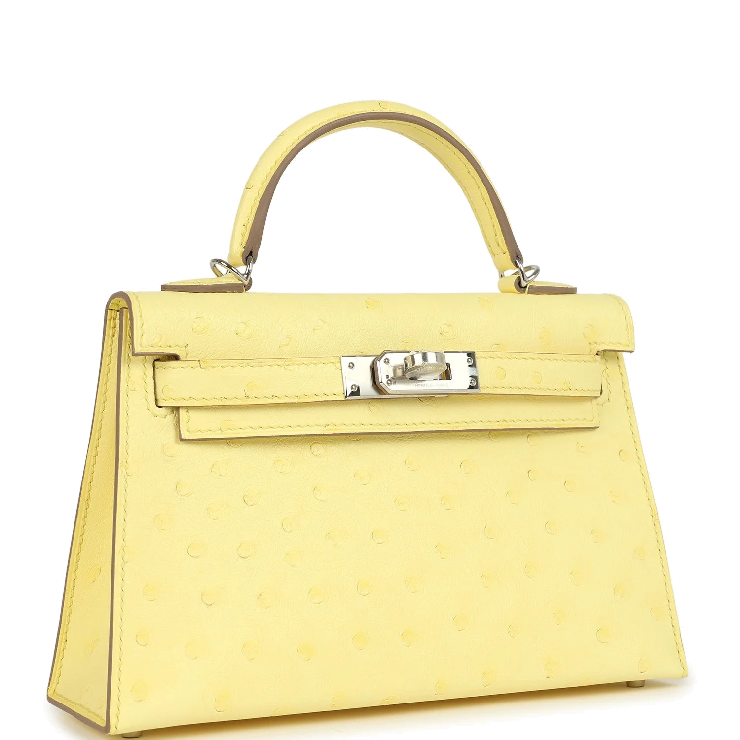 Hermes Kelly Sellier 20 Limoncello Ostrich Palladium Hardware — фото 3